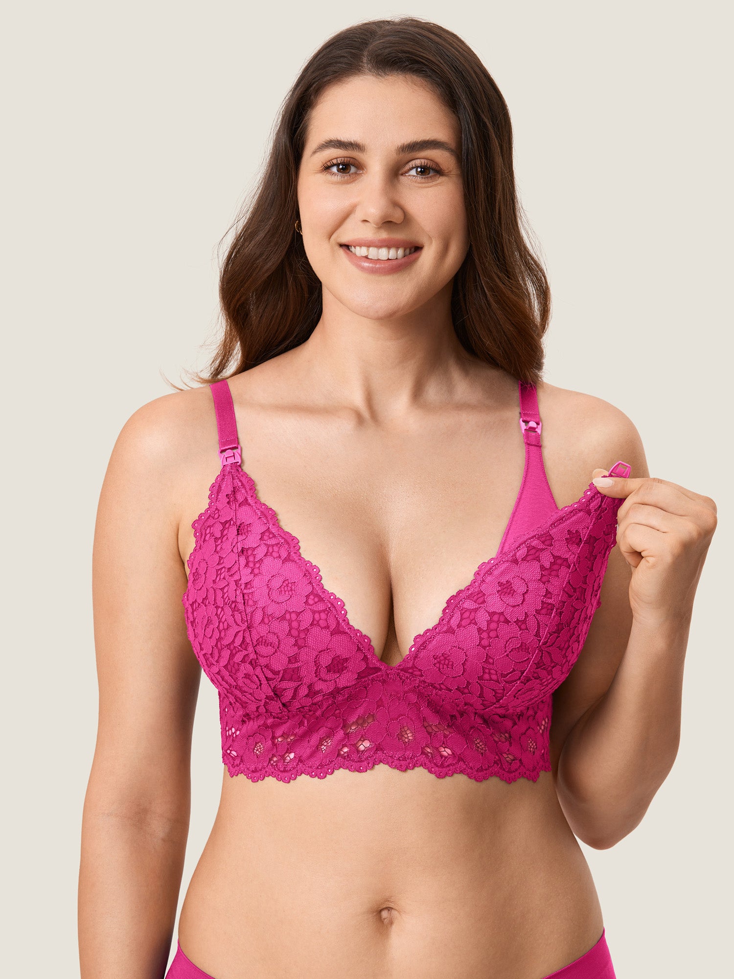 Lace Plunge Nursing Bralette Hibiscus Purple