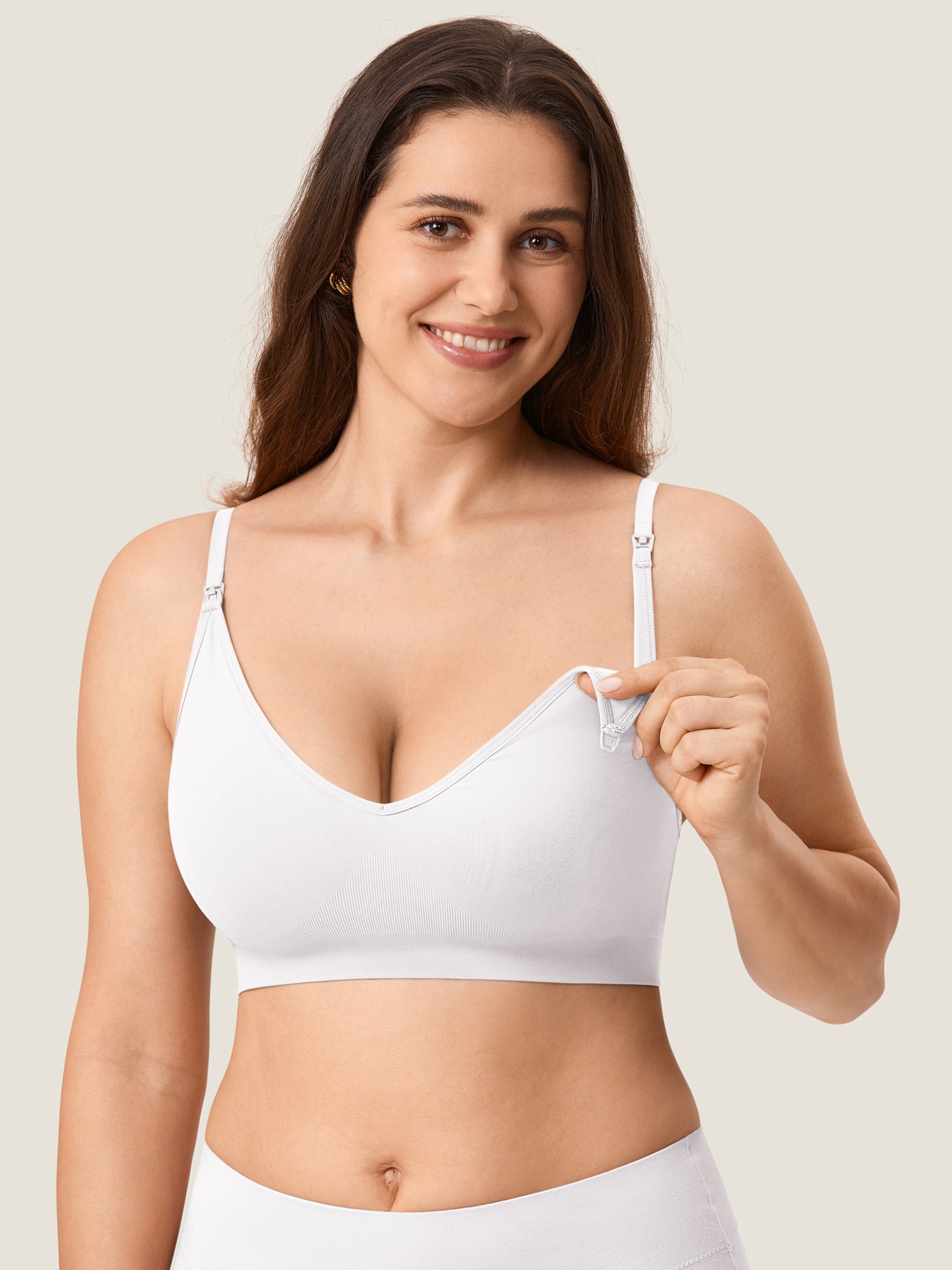 Seamless Soft Knit Nursing Bra Snow White