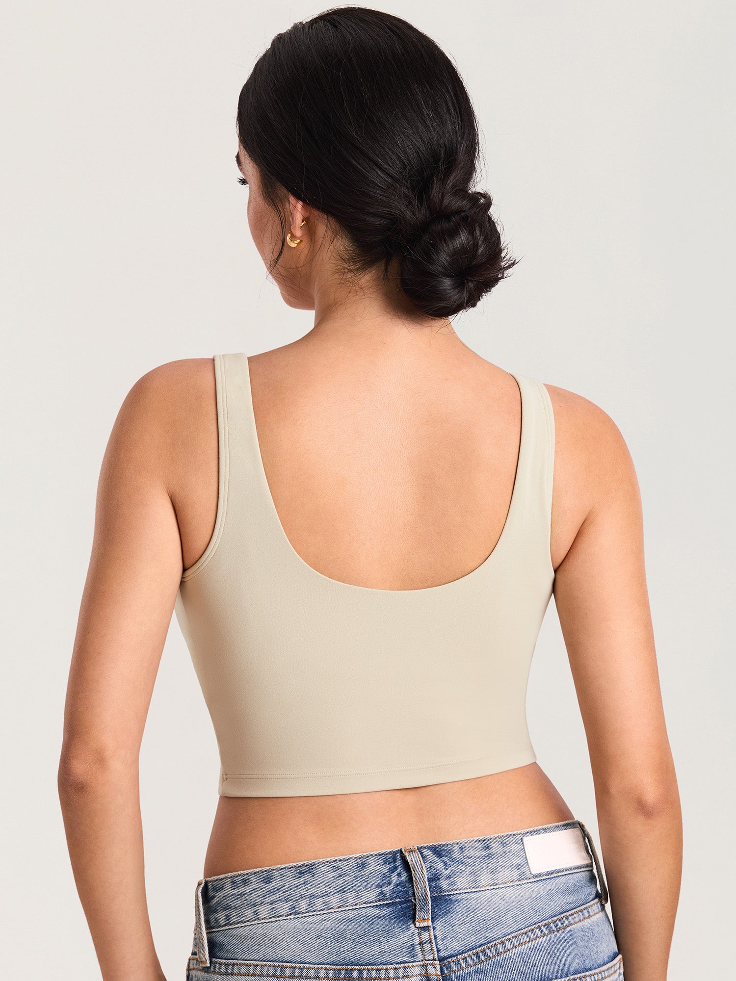 MOMANDA Women's Natrelax® Nursing Crop Tank Top - V Neck Mojave Tan