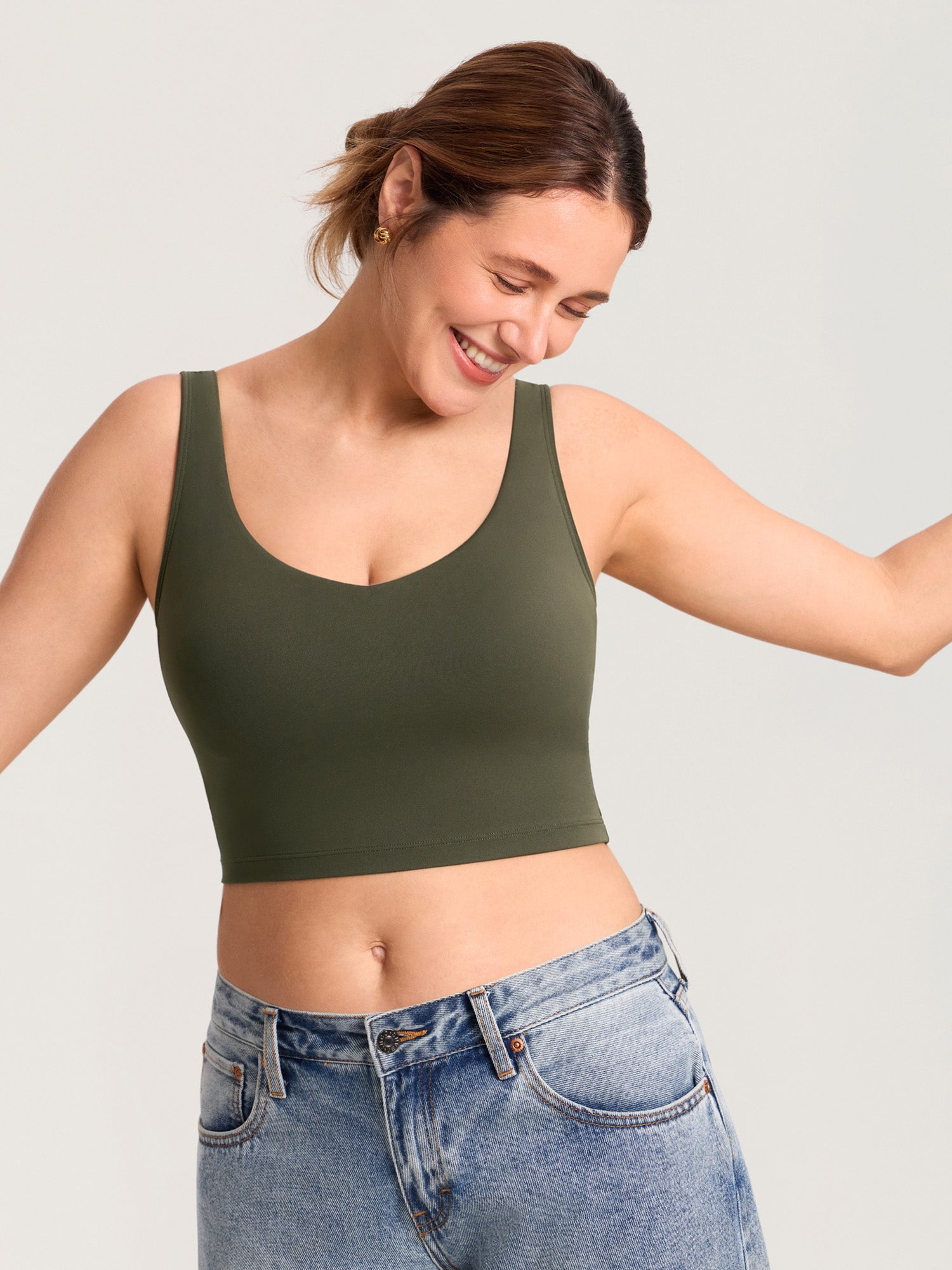 Natrelax® Nursing Crop Tank Top Olive Green