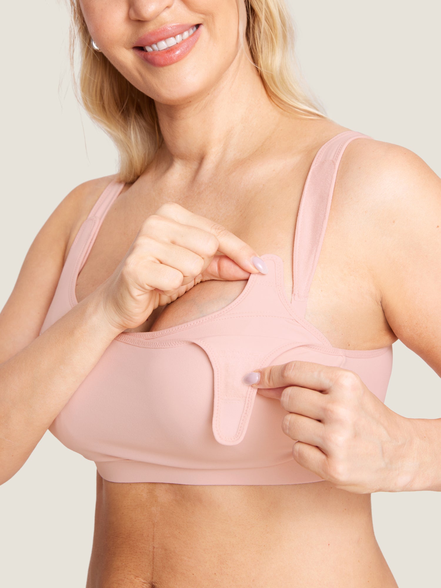 Natrelax® Velcro All-in-One Nursing & Pumping Bra Blush Pink