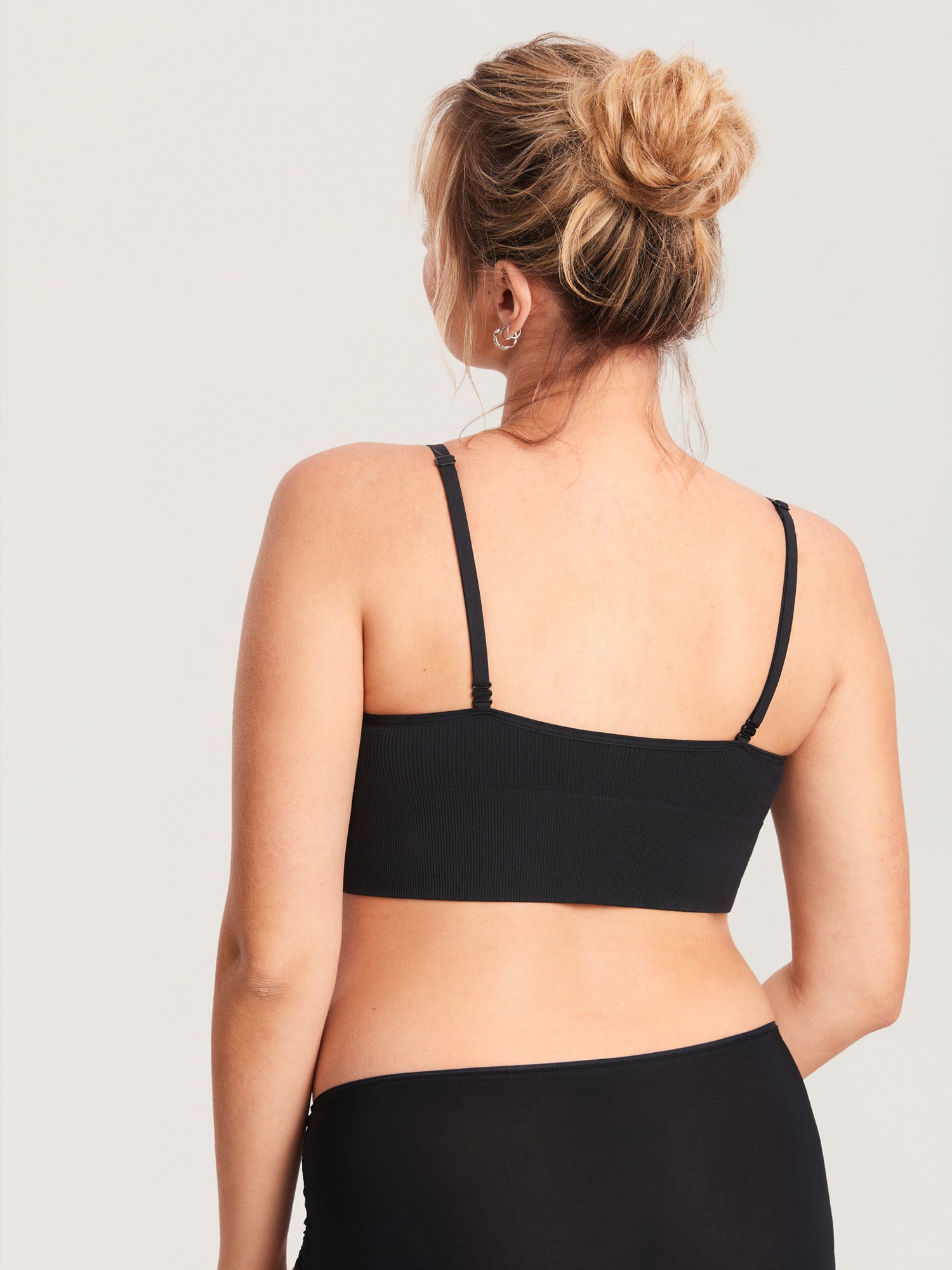 Ribbed V Neck Nursing Bralette Black