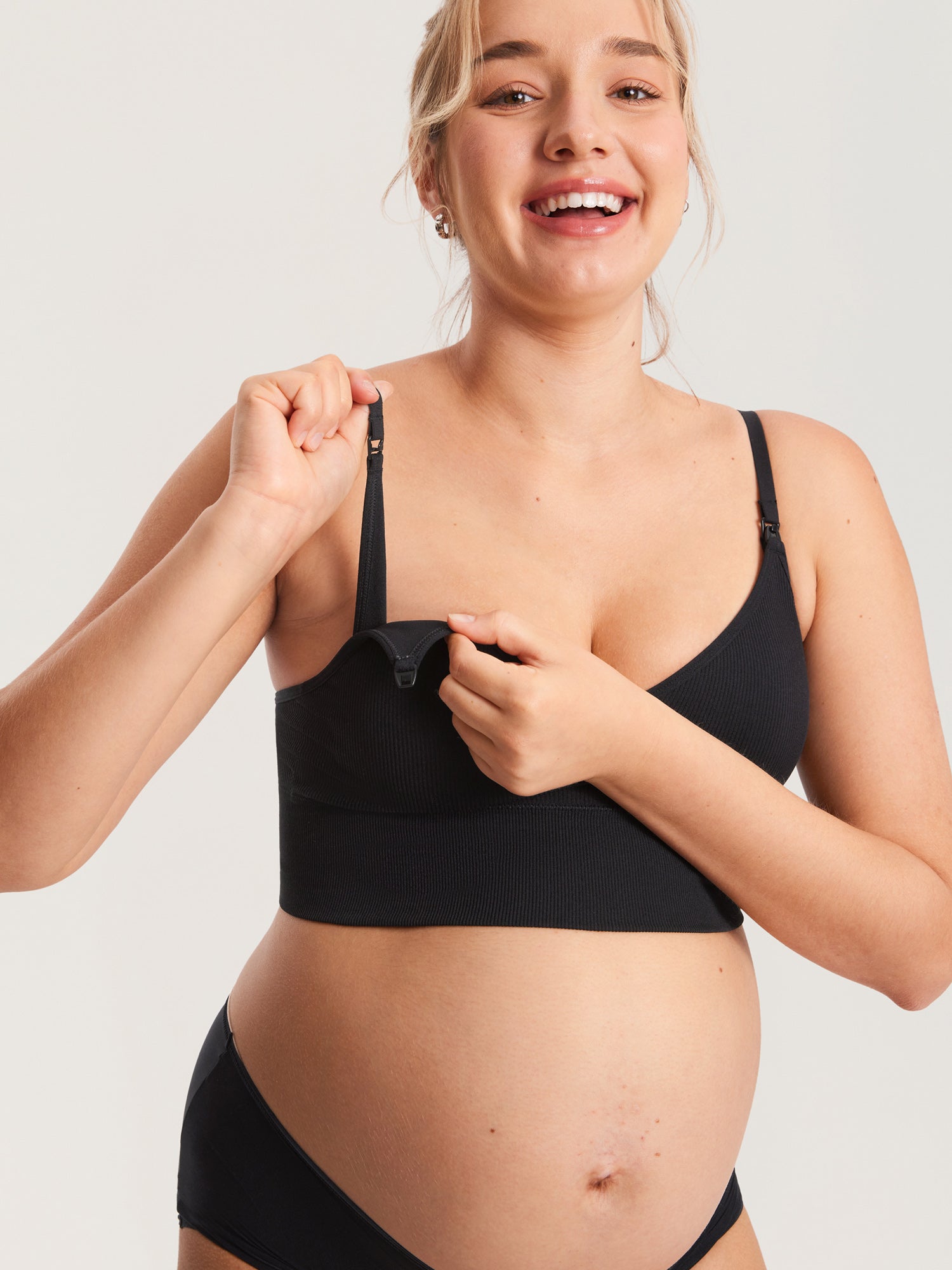 Ribbed V Neck Nursing Bralette Black