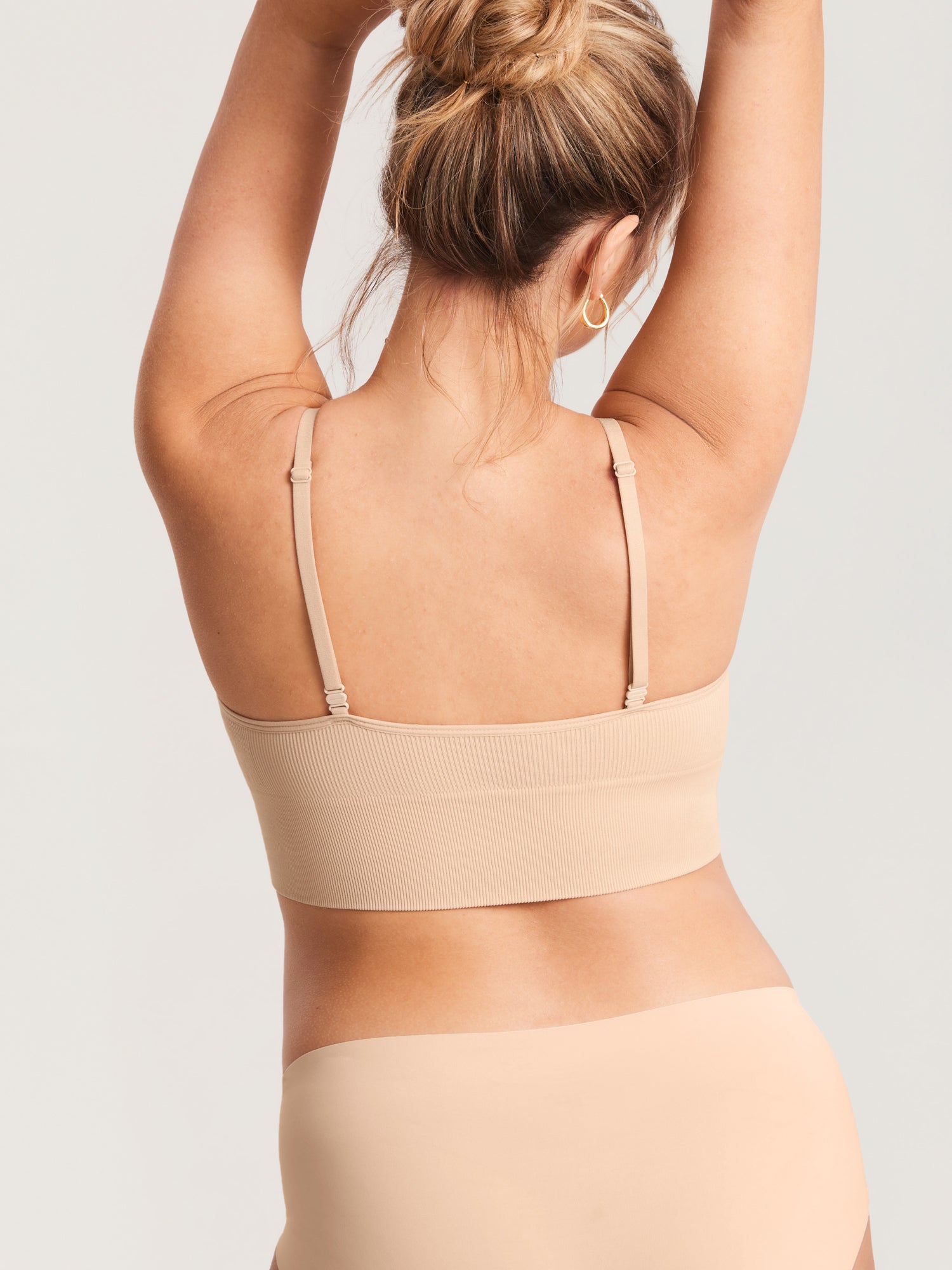 Ribbed V Neck Nursing Bralette Beige