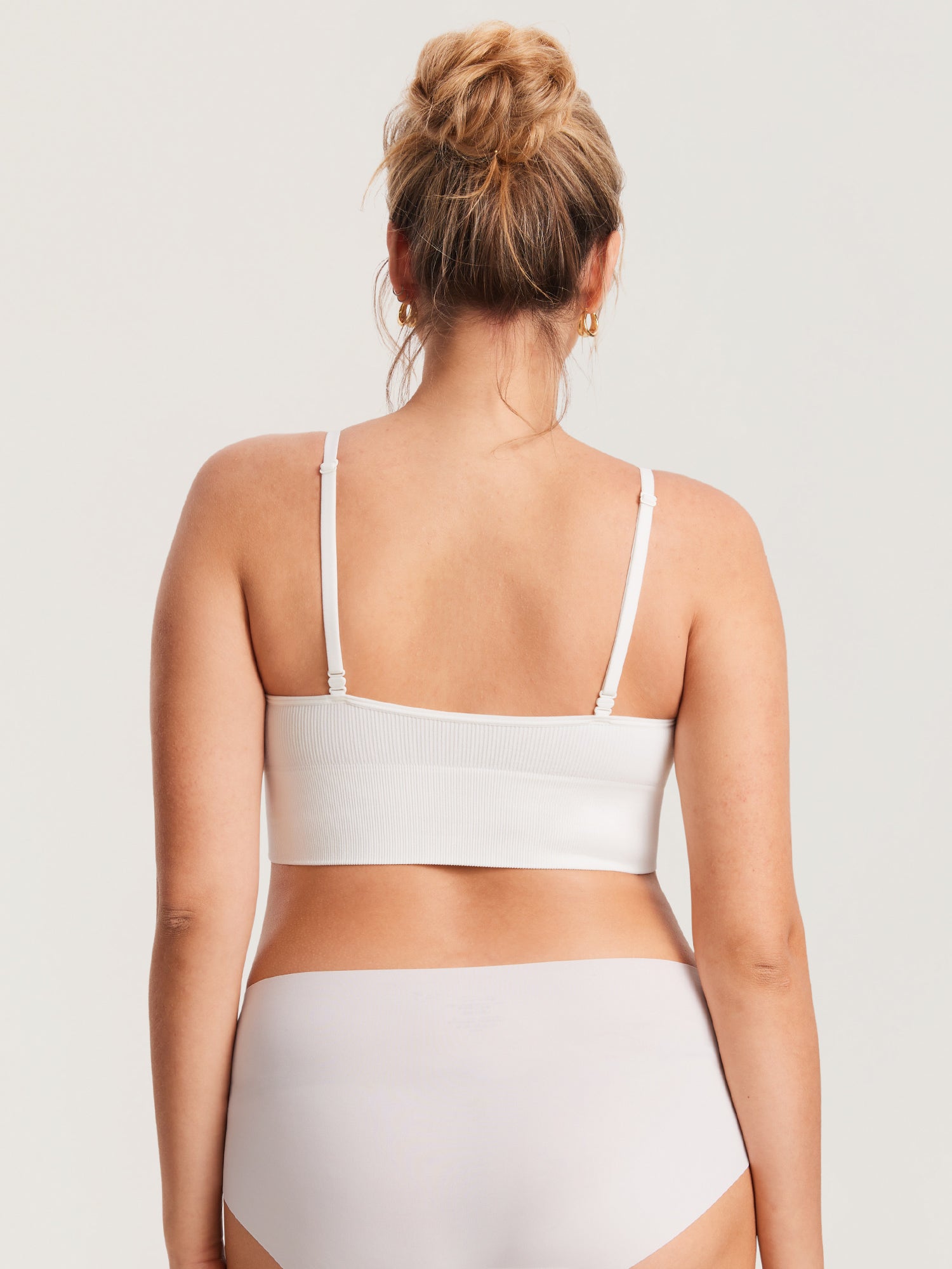 Ribbed V Neck Nursing Bralette Iceland White