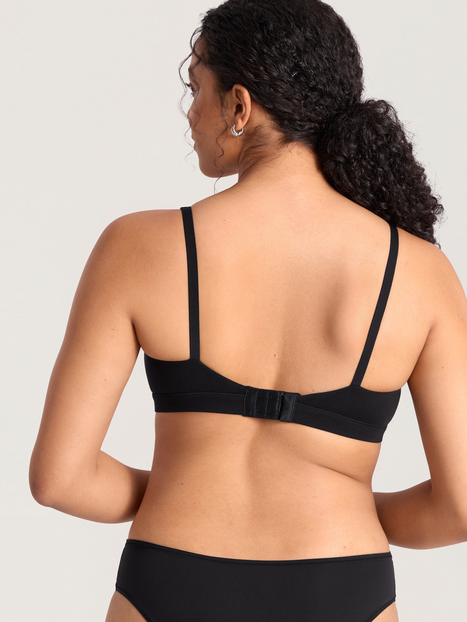 Cotton Scoop Neck Nursing Bralette Black