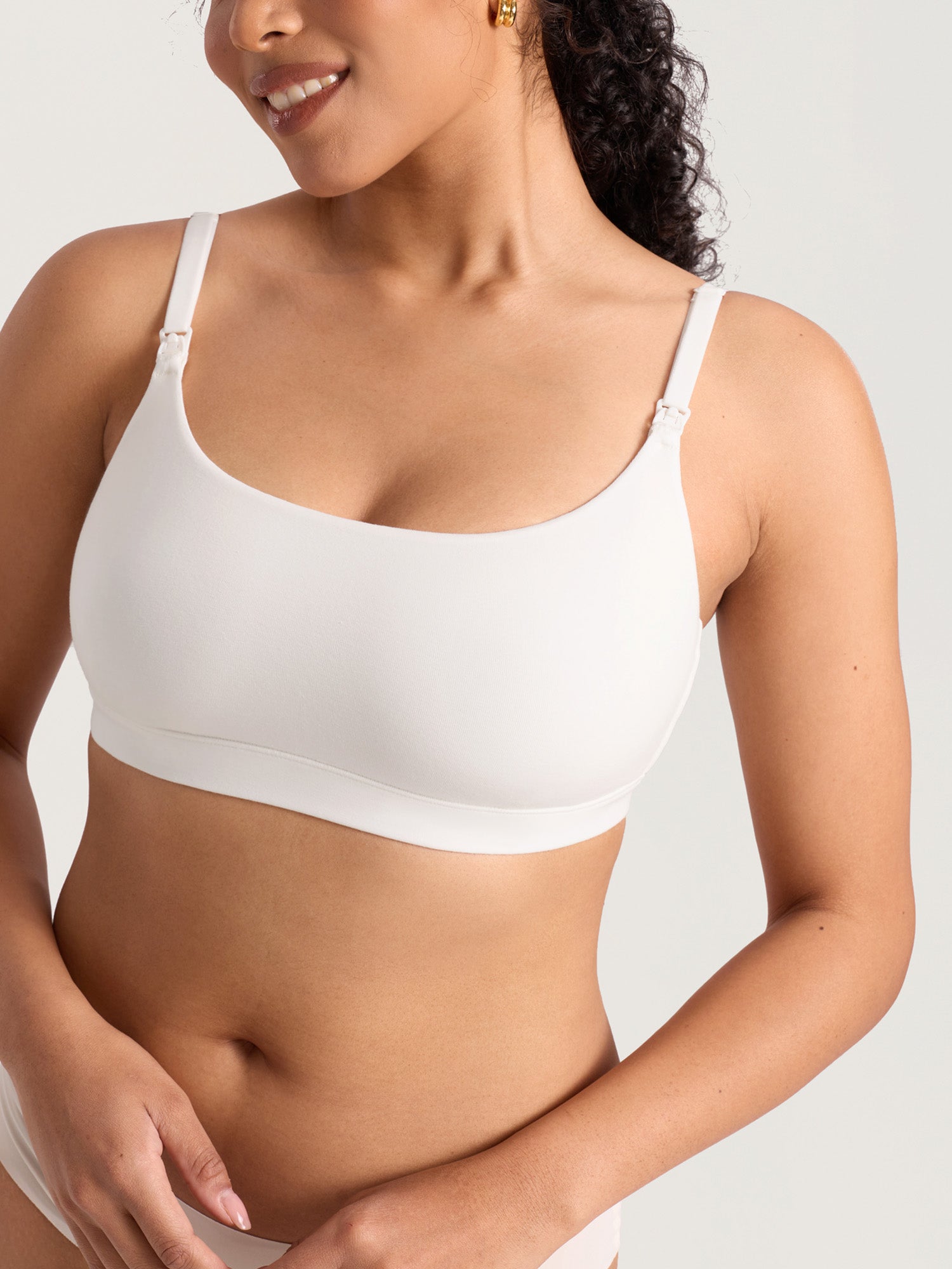 Cotton Scoop Neck Nursing Bralette Iceland White