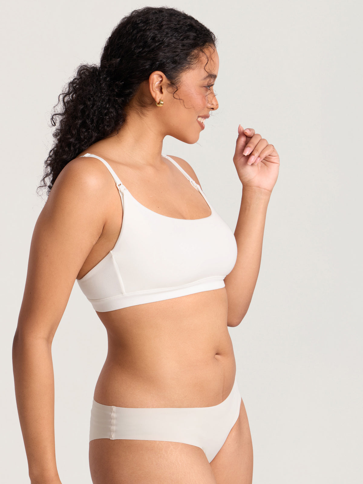 Cotton Scoop Neck Nursing Bralette Iceland White