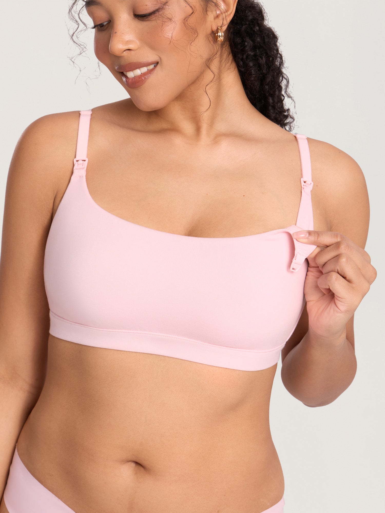 Cotton Scoop Neck Nursing Bralette Strawberry Pink