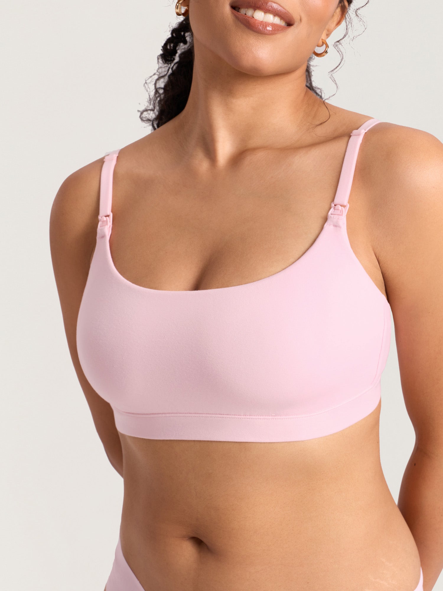 Cotton Scoop Neck Nursing Bralette Strawberry Pink