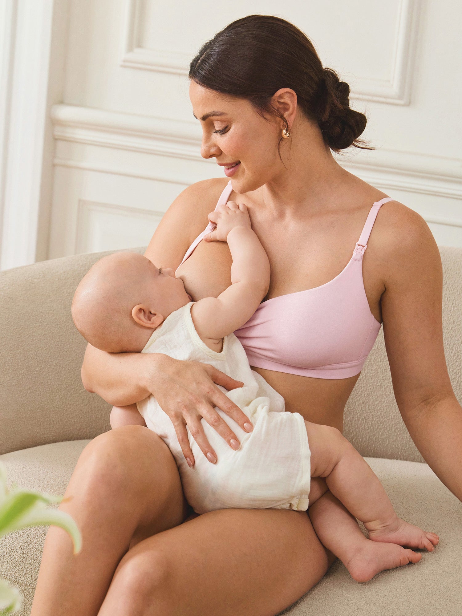 Cotton Scoop Neck Nursing Bralette Strawberry Pink