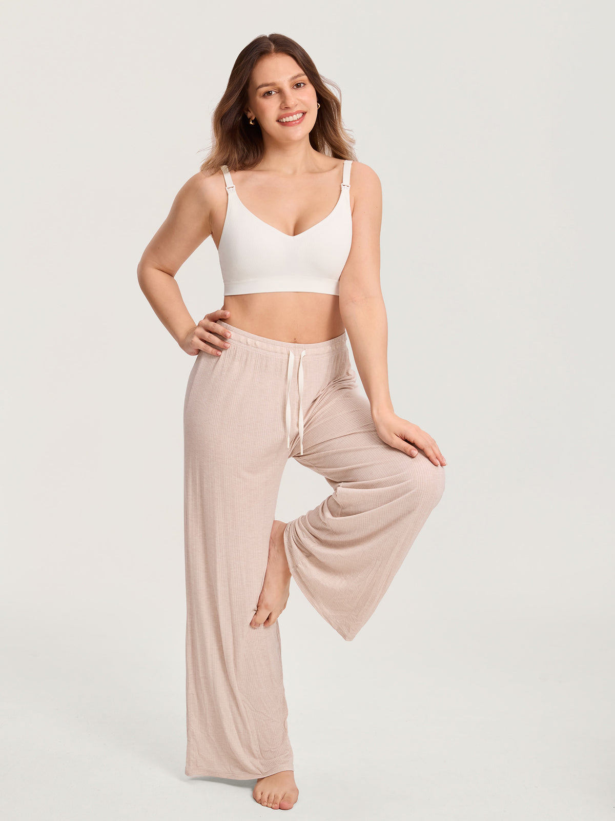 Leakproof Fixed Cup Ribbed Nursing Bra