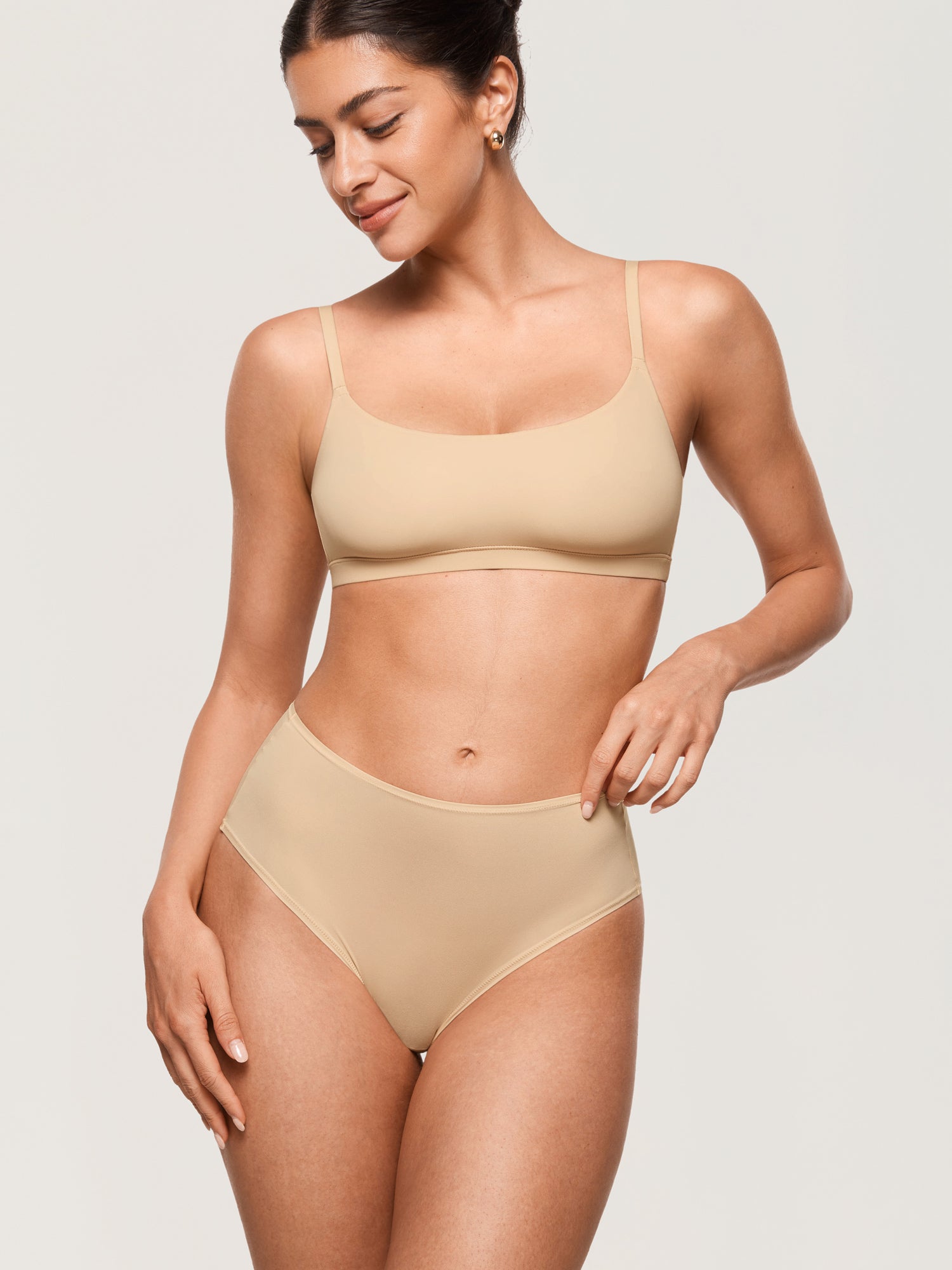 Inbarely® Soft Mid Waist Full Briefs 3 Pack Light Oatmeal (3pack)