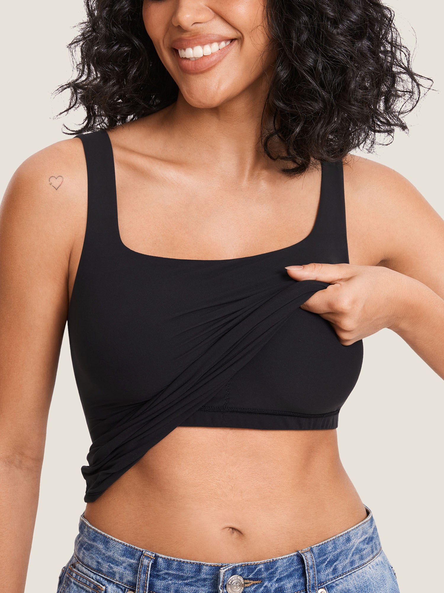 Inbarely® Square Neck Maternity Tank Top Black