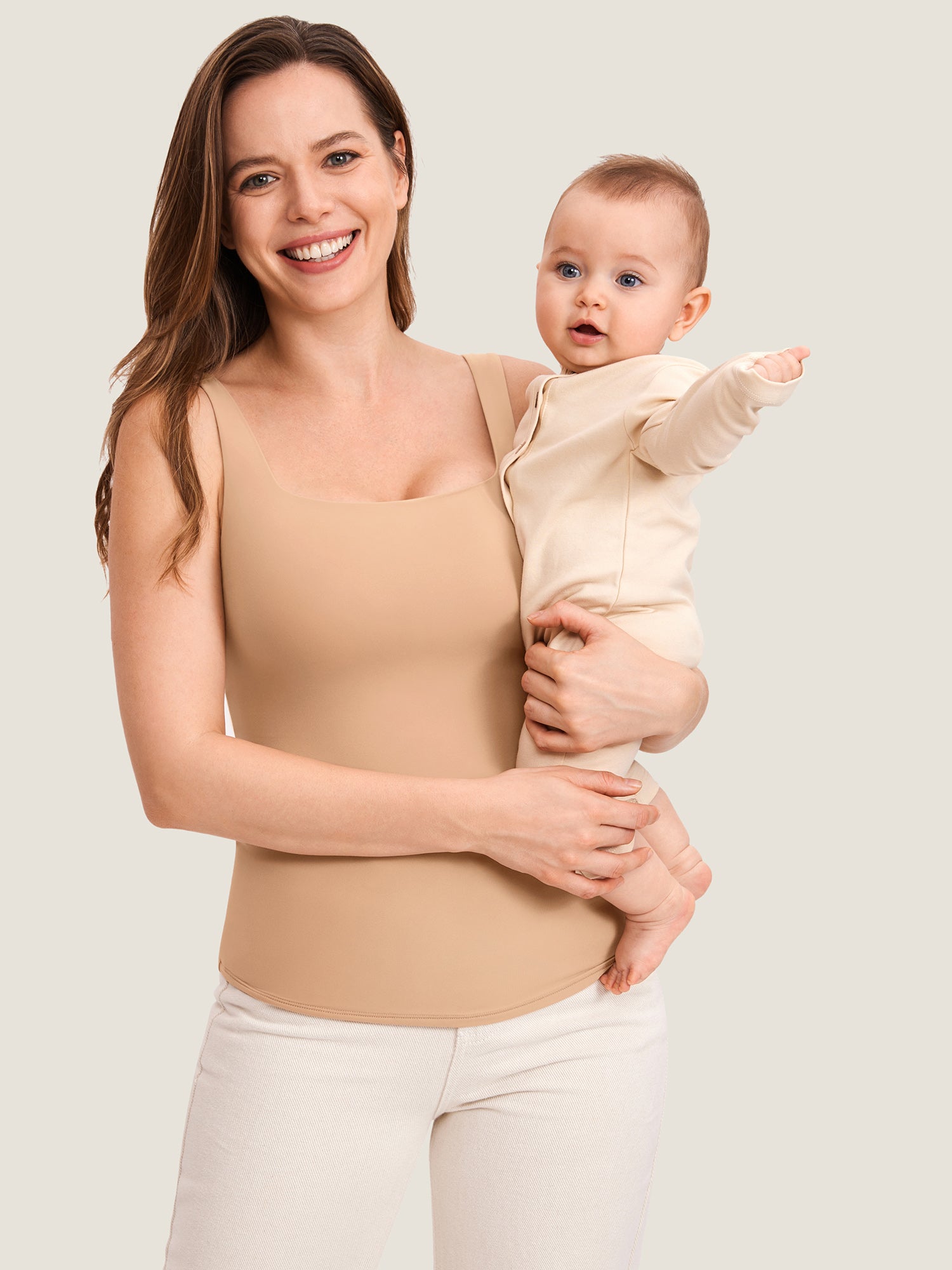 Inbarely® Square Neck Maternity Tank Top Desert skin