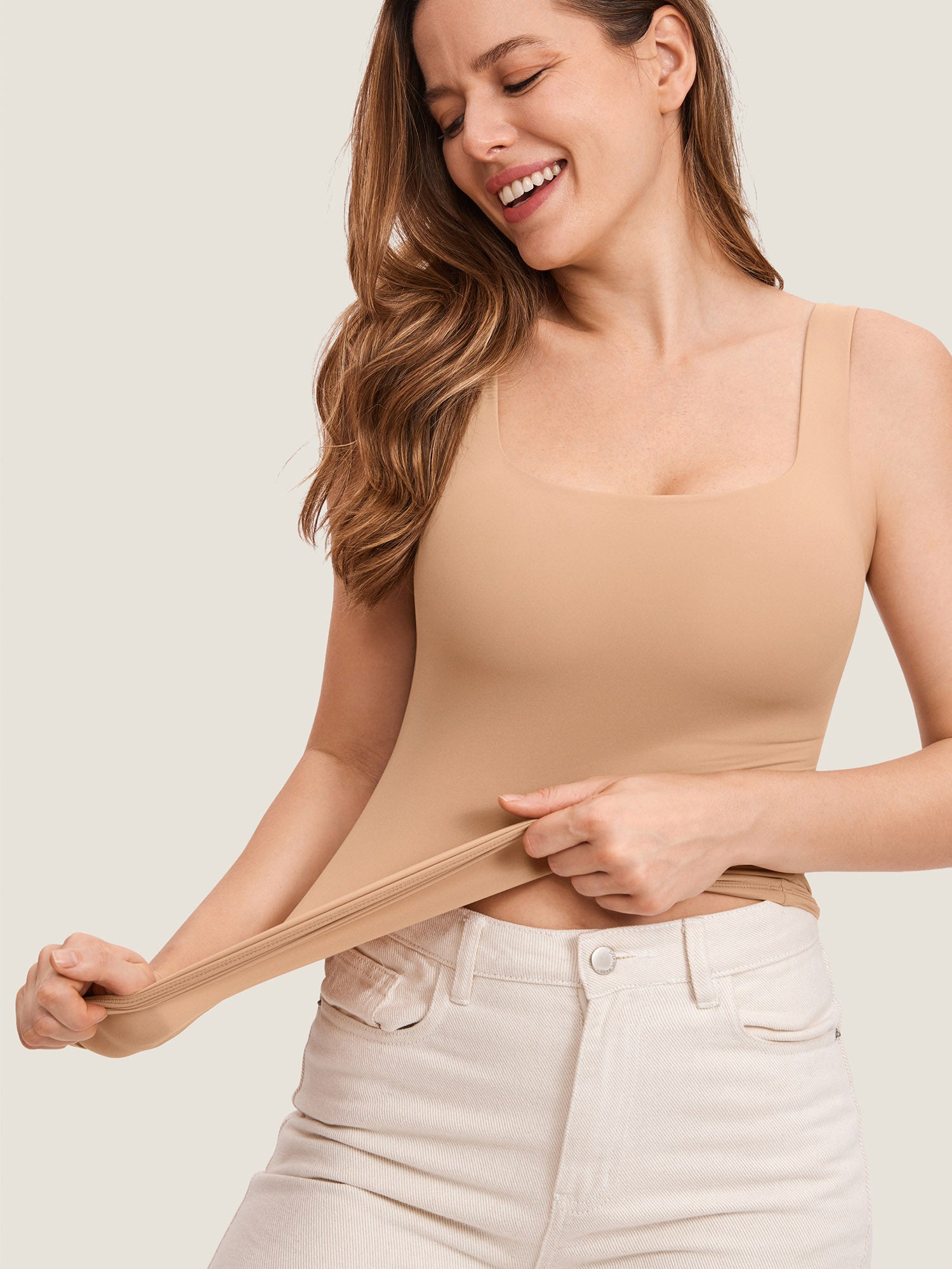 Inbarely® Square Neck Maternity Tank Top Desert skin