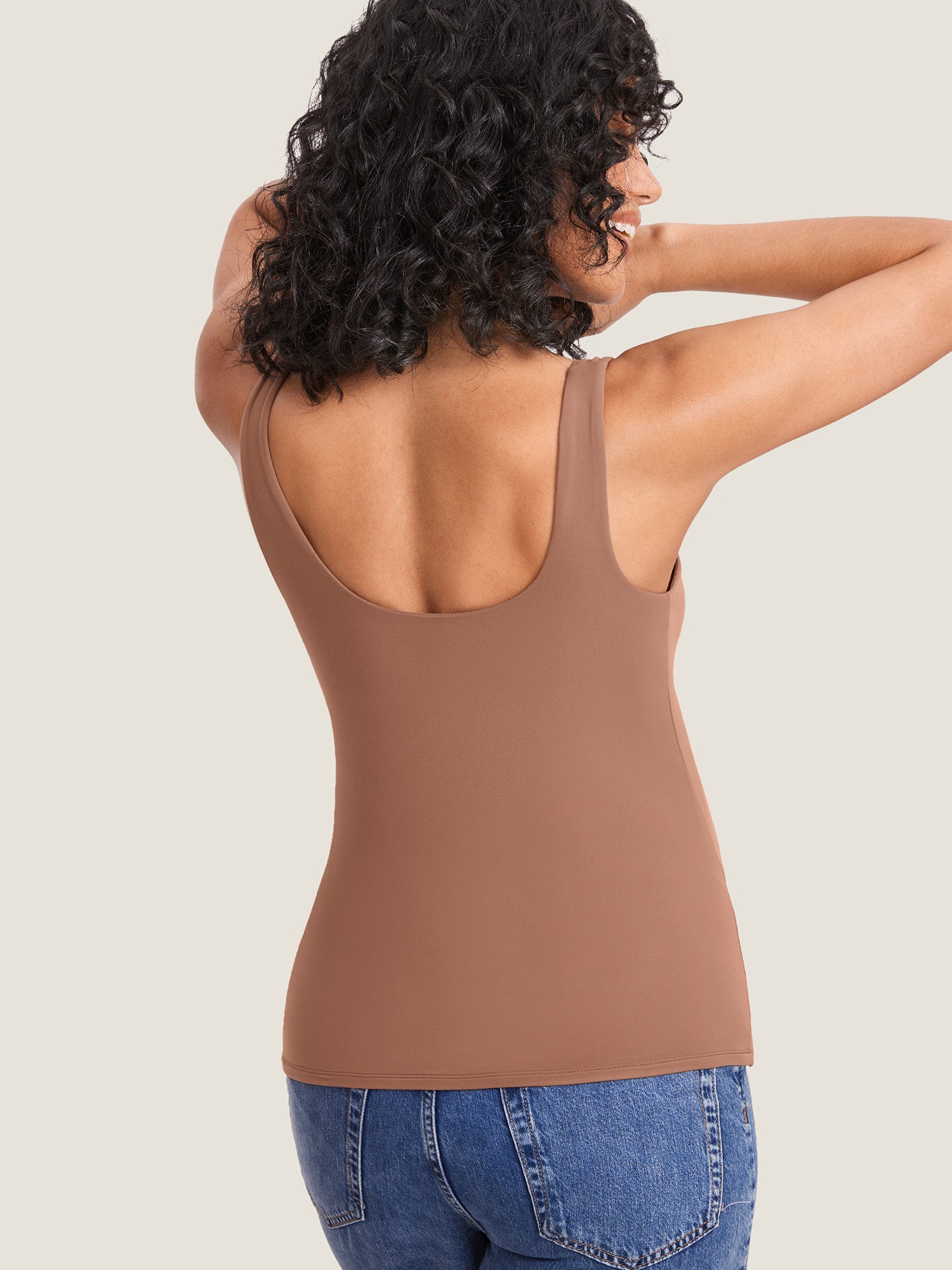 Inbarely® Square Neck Maternity Tank Top Earth Brown