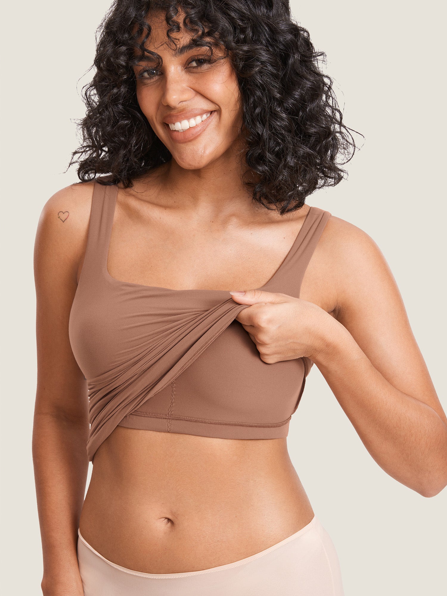 Inbarely® Square Neck Maternity Tank Top Earth Brown