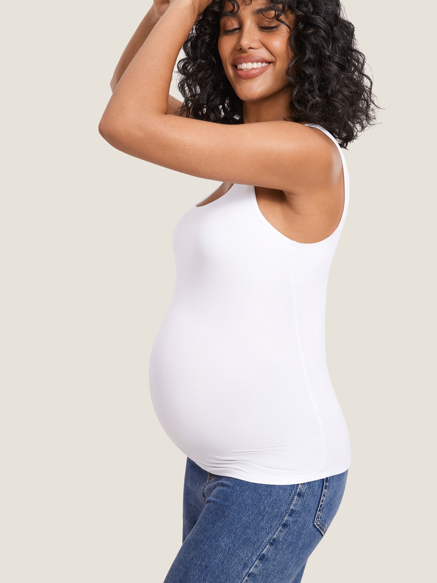 Inbarely® Square Neck Maternity Tank Top White