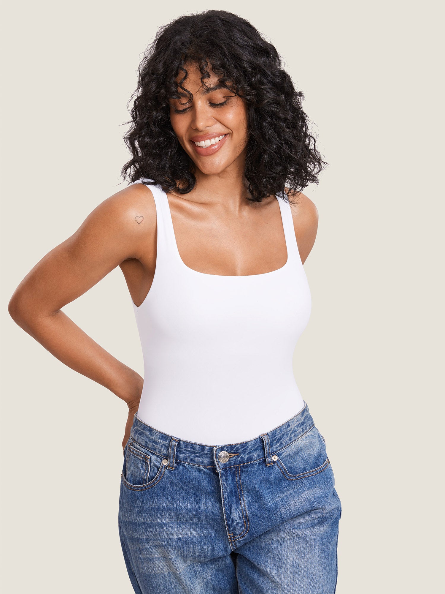Inbarely® Square Neck Maternity Tank Top White