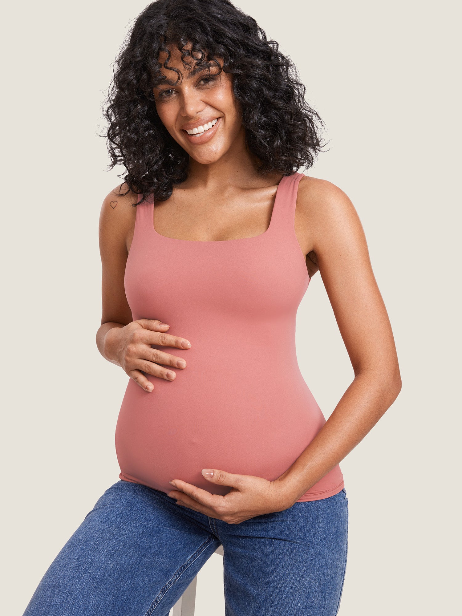 Inbarely® Square Neck Maternity Tank Top Clove