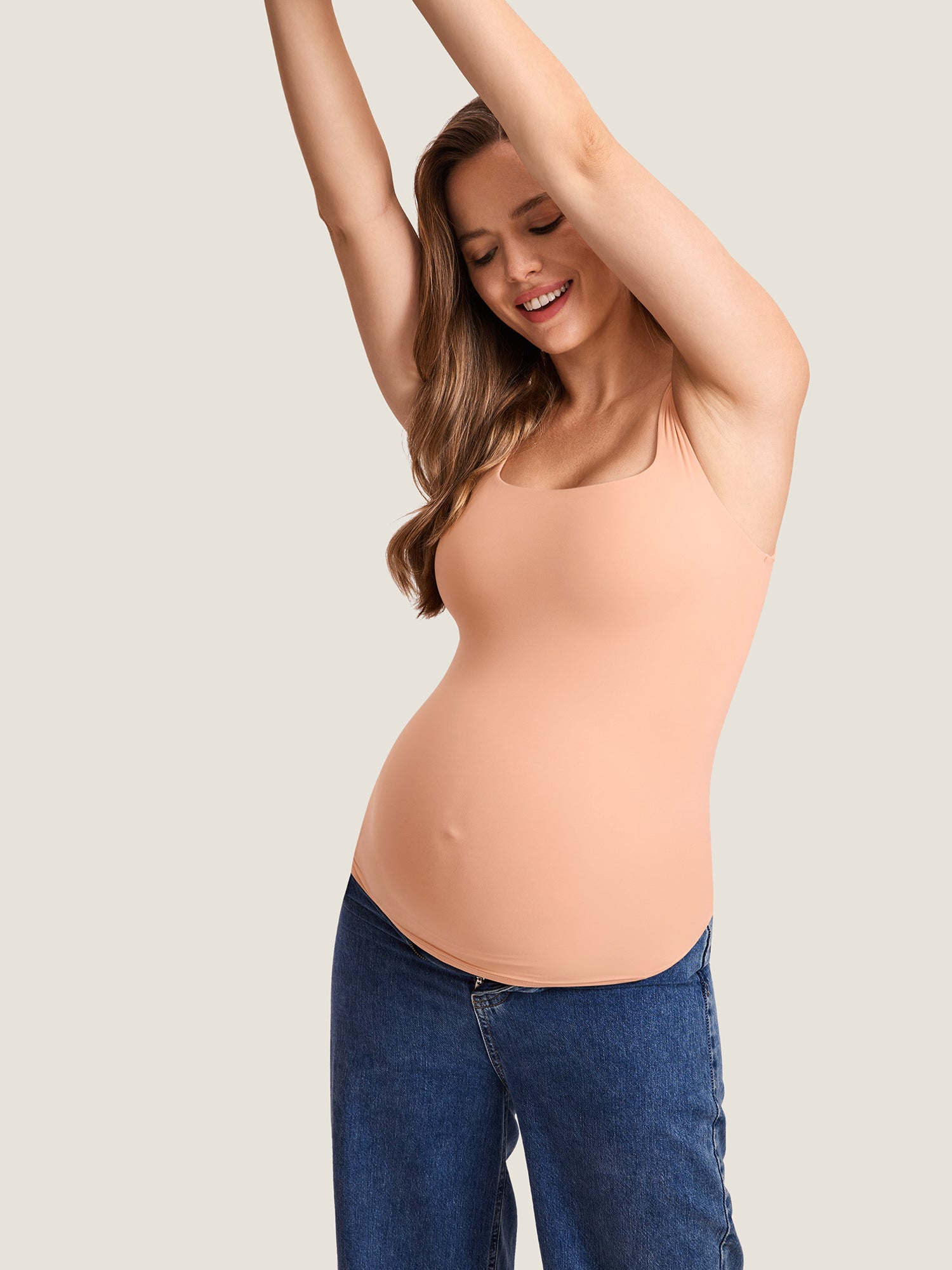 Inbarely® Square Neck Maternity Tank Top Grapefruit Orange