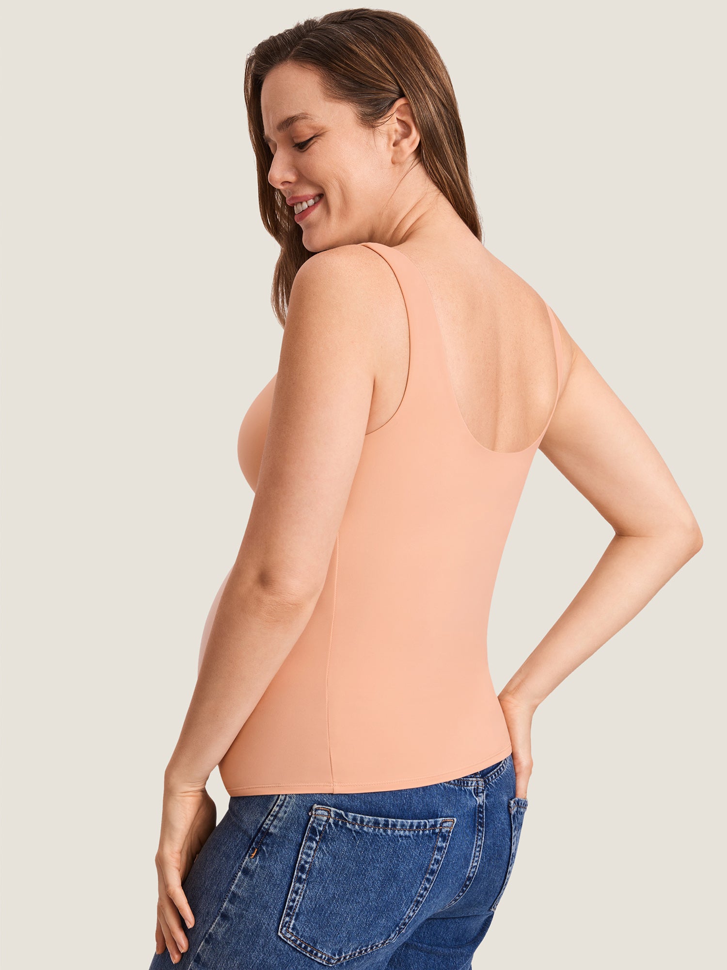 Inbarely® Square Neck Maternity Tank Top Grapefruit Orange