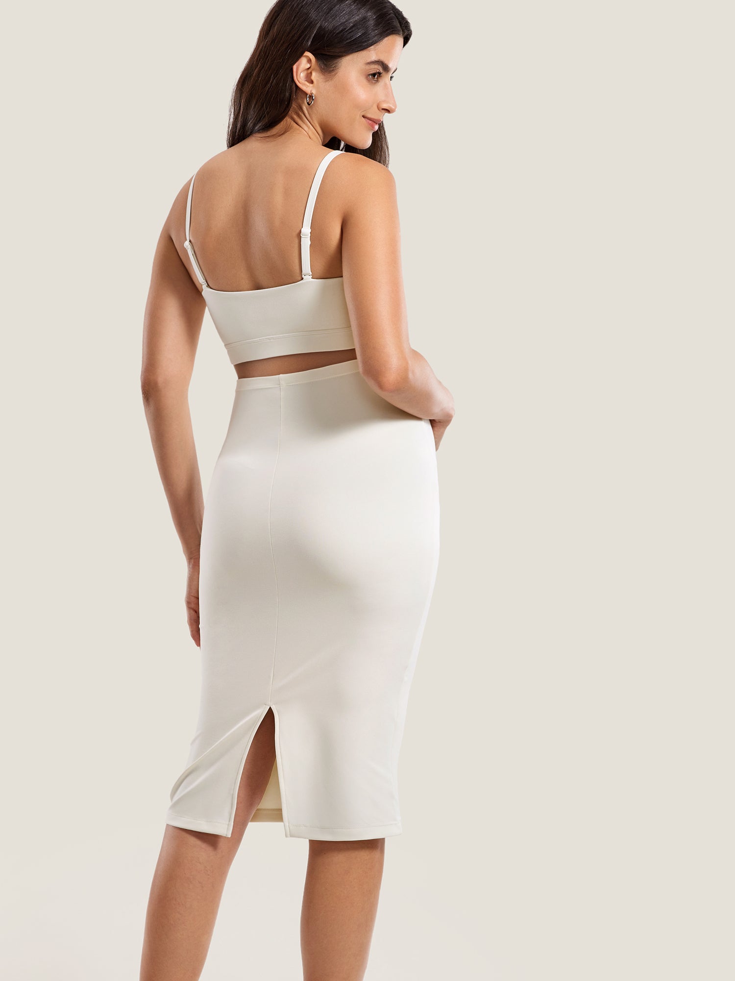 Natrelax® Maternity High Waisted Midi Skirts White Apricot
