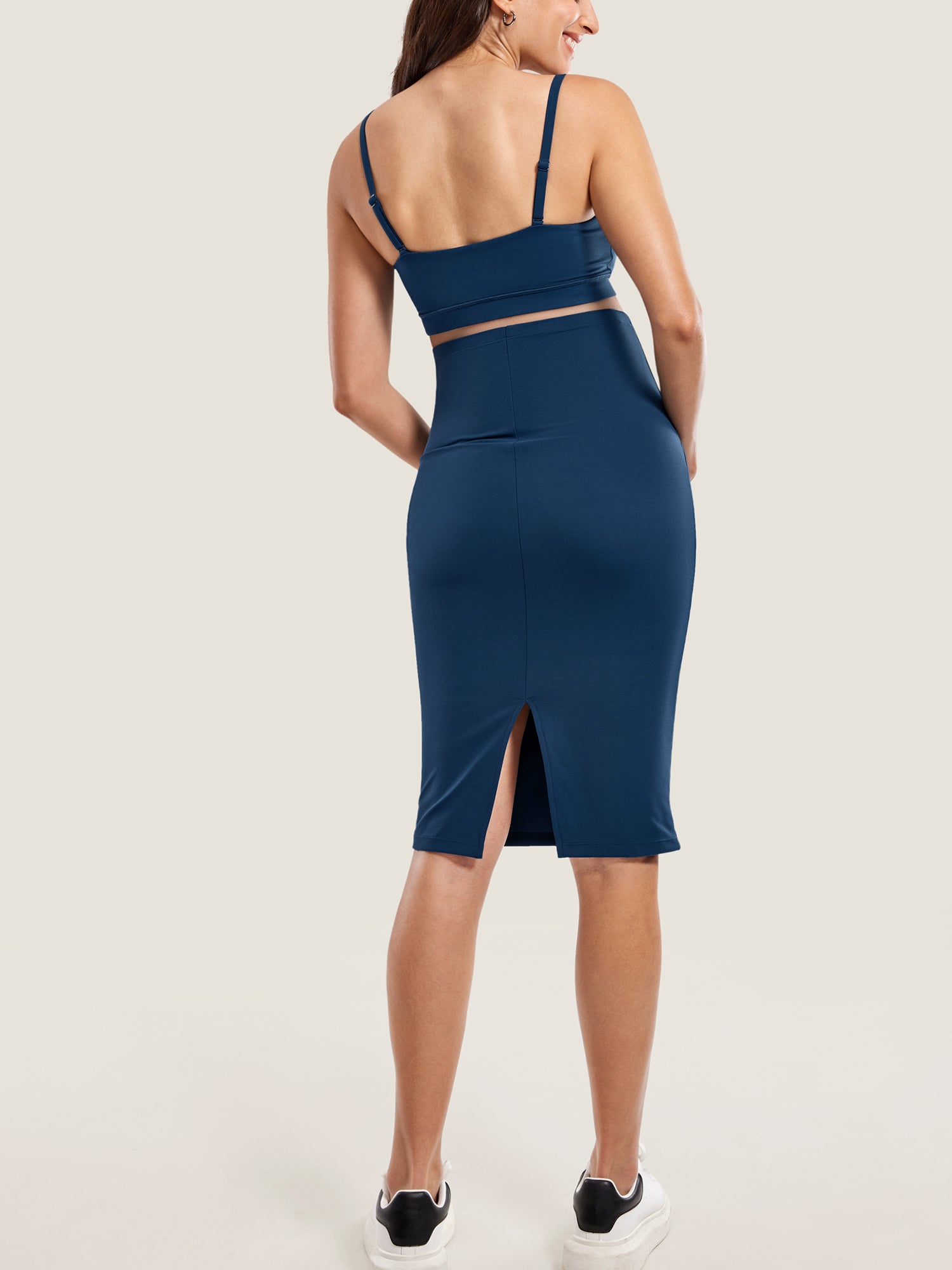 Natrelax® Maternity High Waisted Midi Skirts French Navy