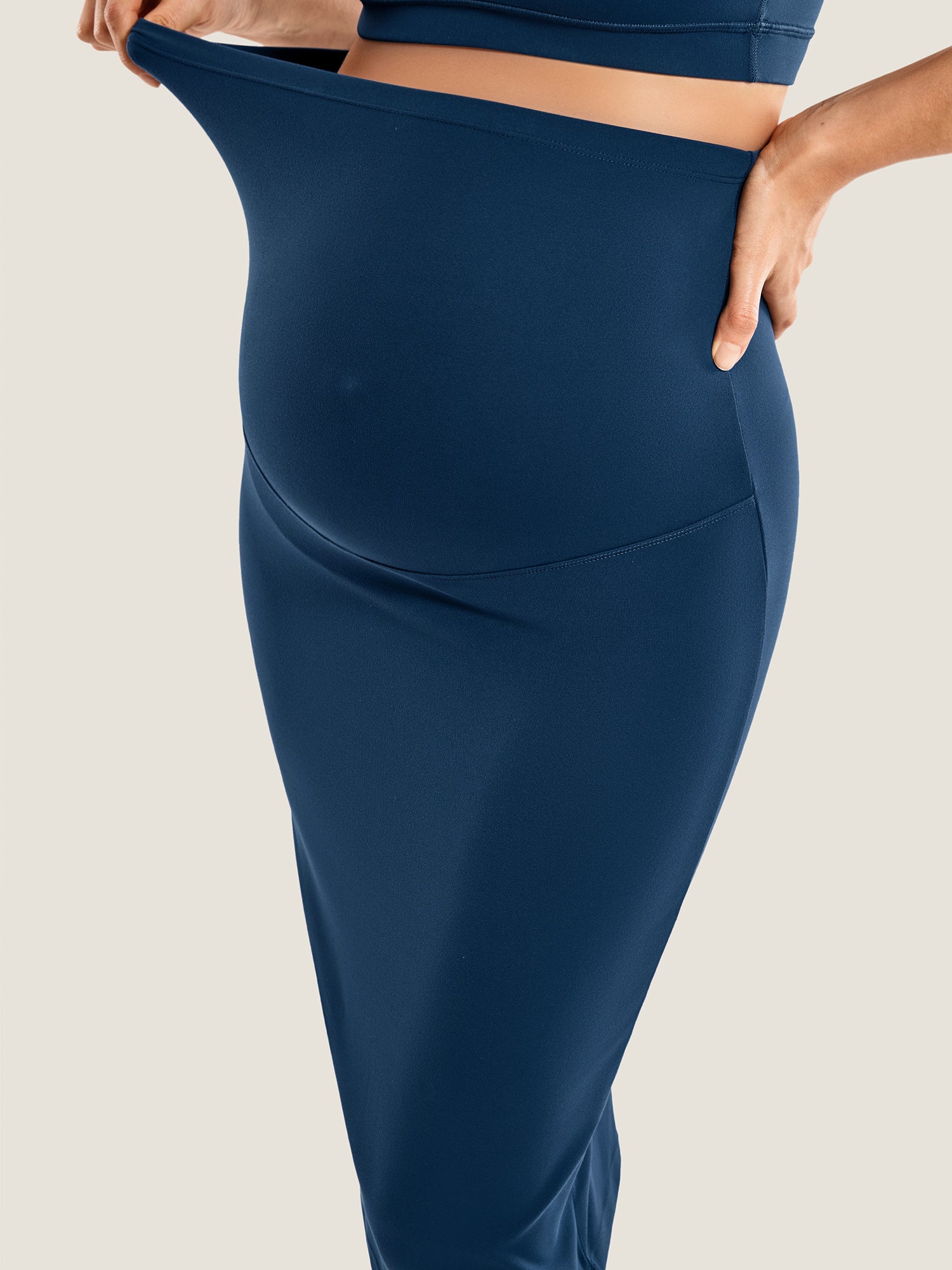 Natrelax® Maternity High Waisted Midi Skirts French Navy