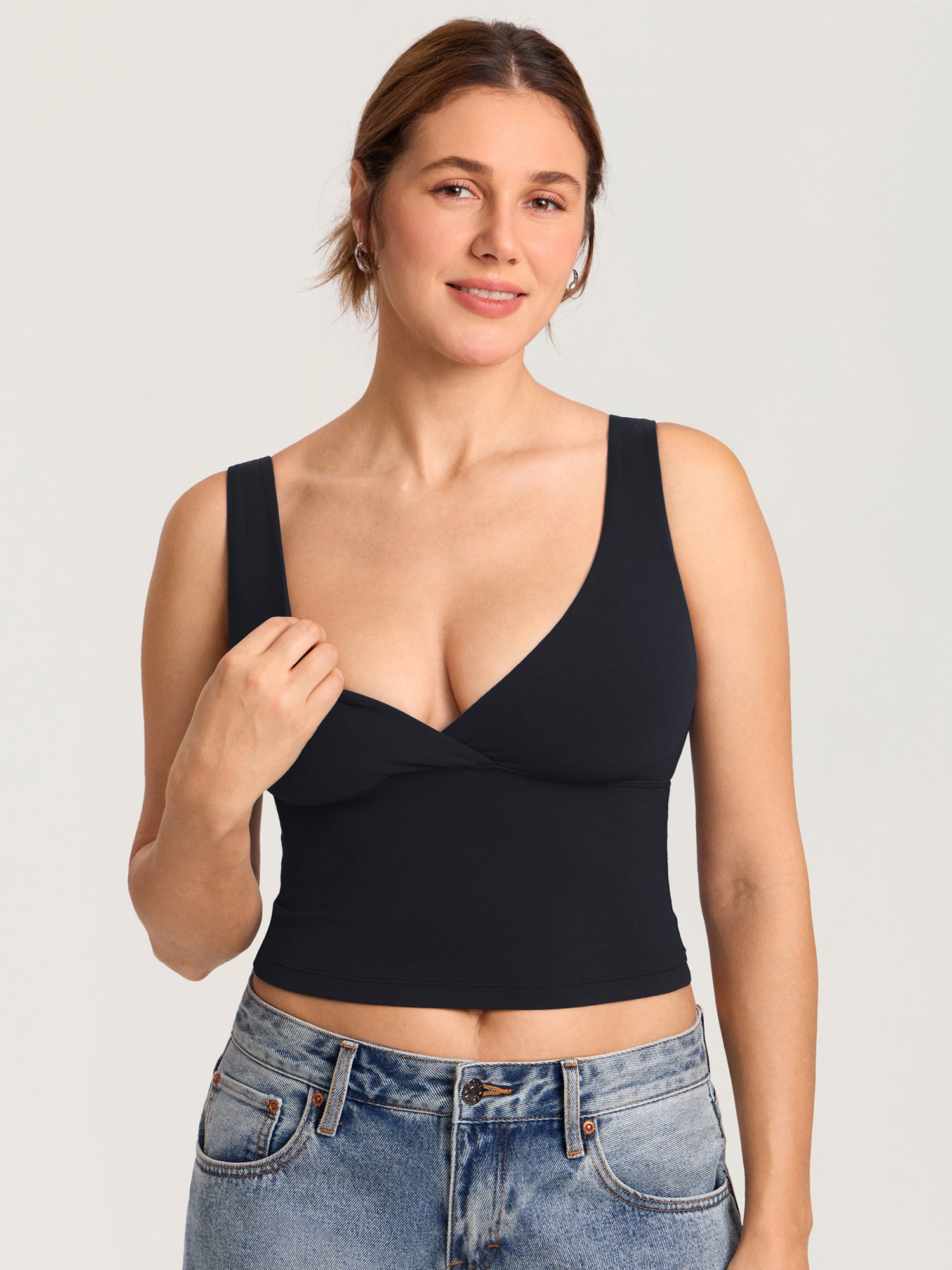 Natrelax® Crossover Nursing Crop Tank Top Black