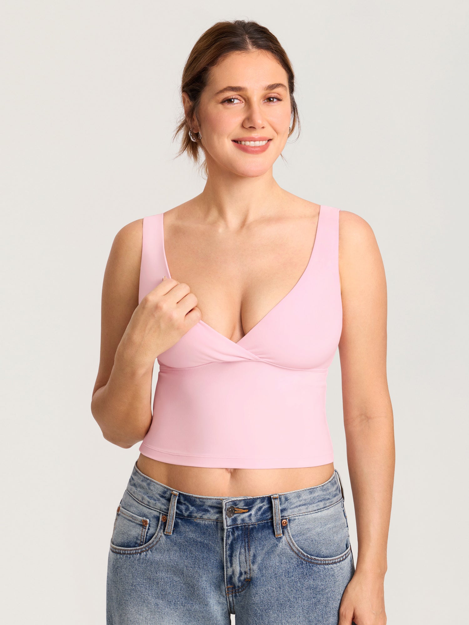 Natrelax® Crossover Nursing Crop Tank Top Sweet Pink
