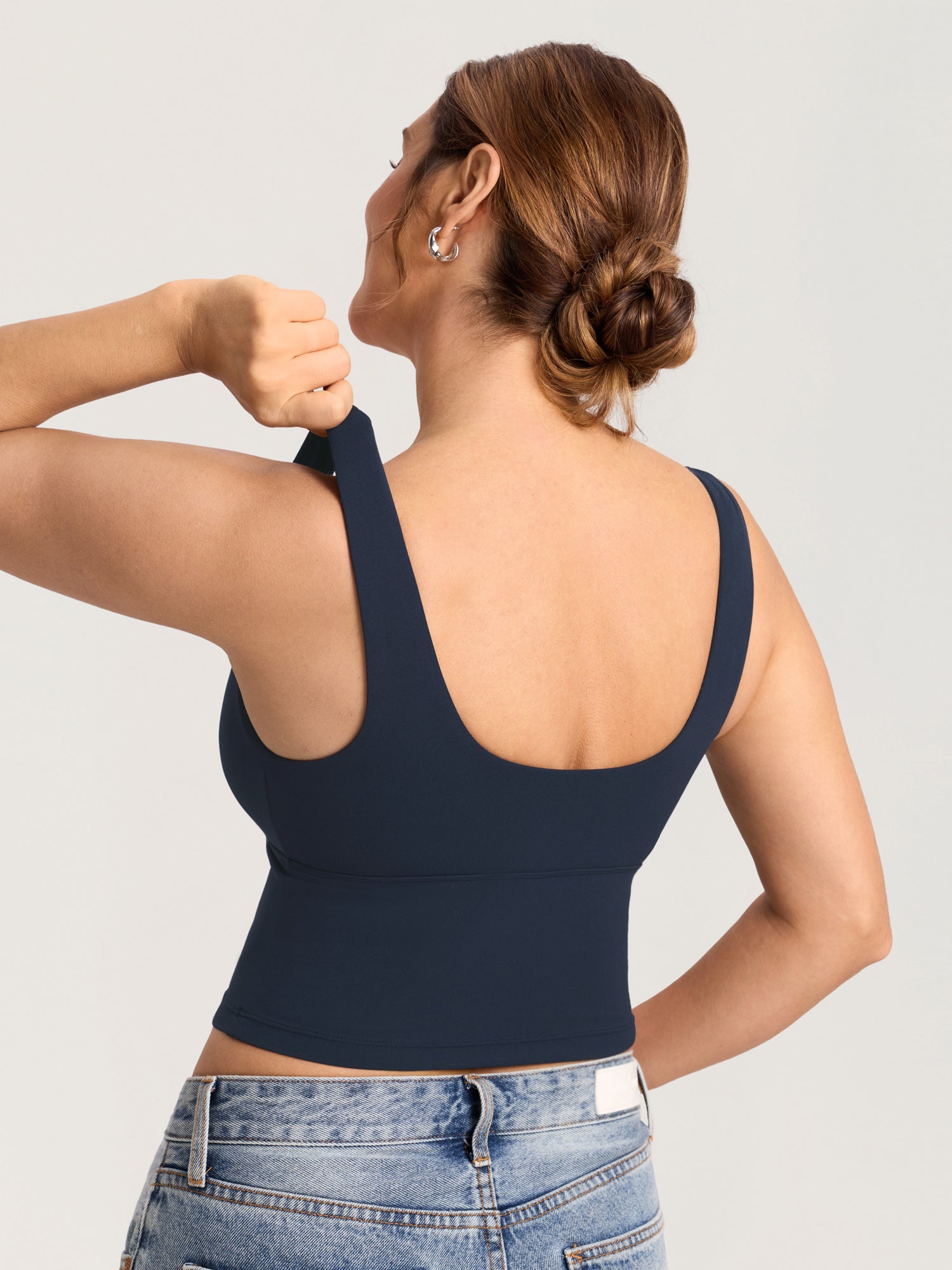 MOMANDA Natrelax® Crossover Nursing Crop Tank Top Twilight Blue