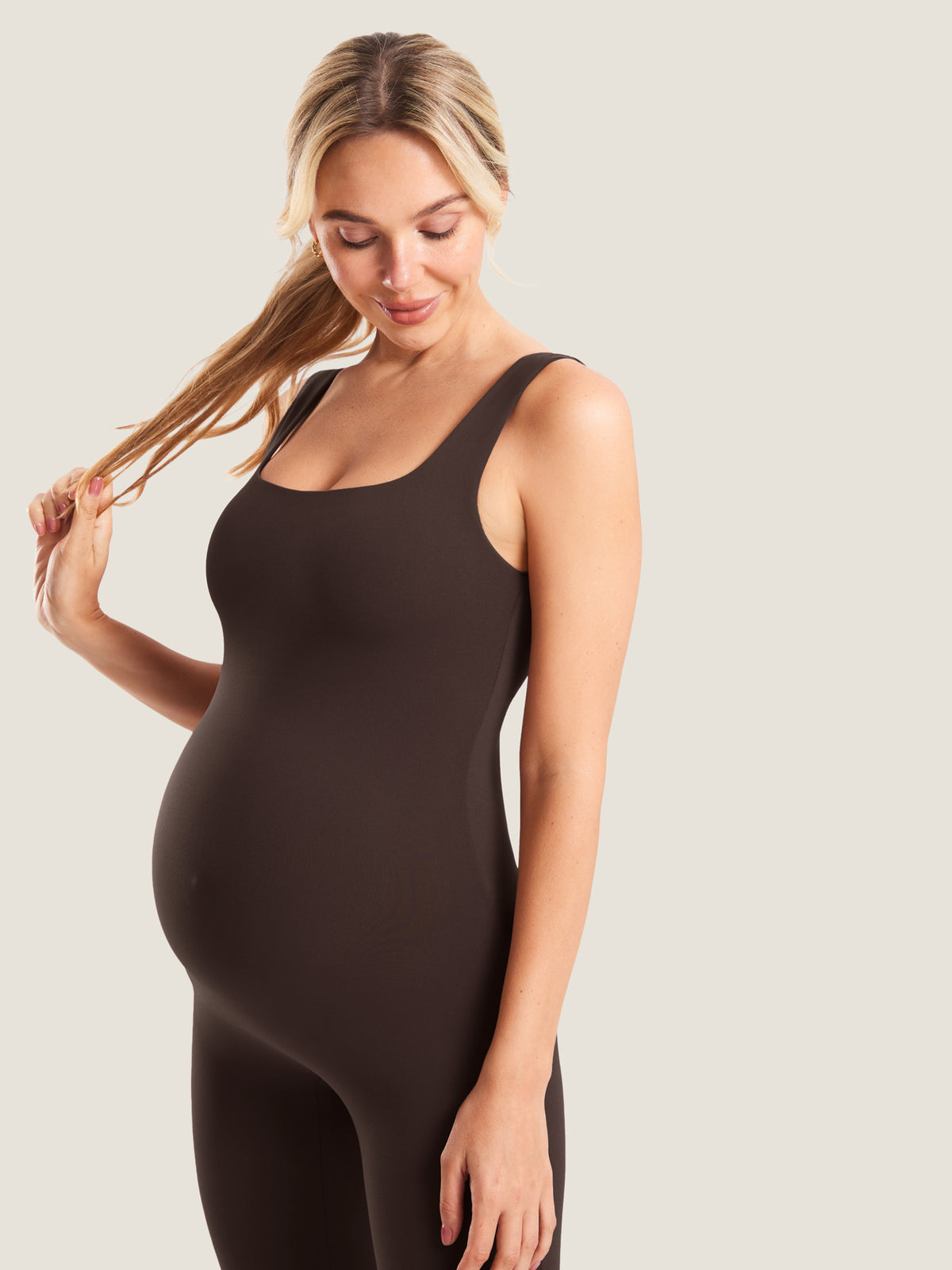 Natrelax® Maternity Jumpsuit 25" Hot Fudge Brown