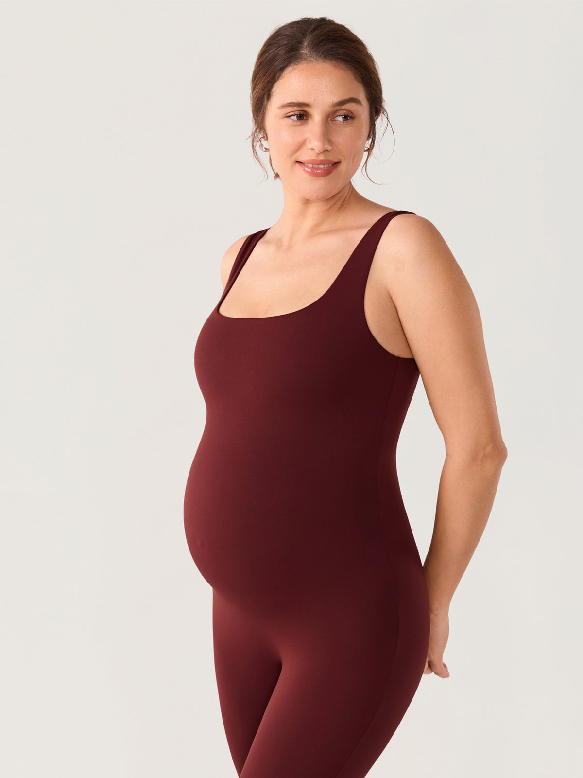 MOMANDA Women's Natrelax® Maternity Jumpsuit Red Merlot @model_info:MOM5