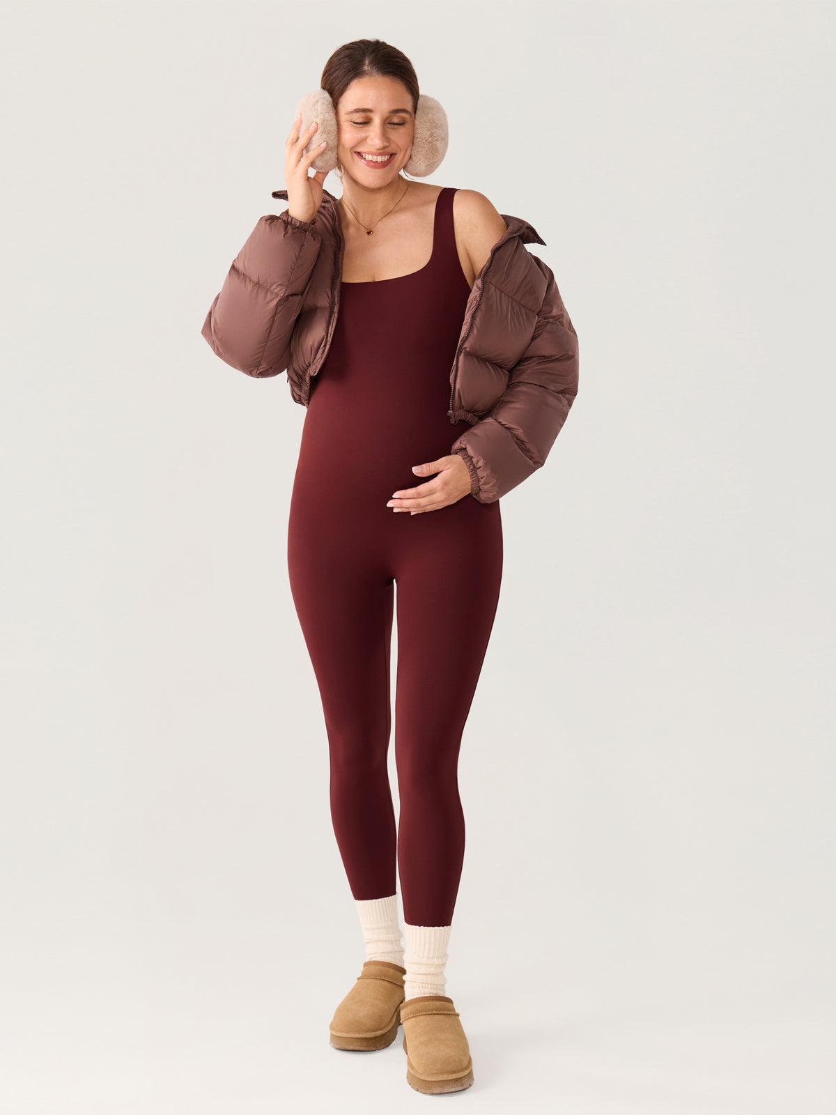 Natrelax® Maternity Jumpsuit 25" Red Merlot
