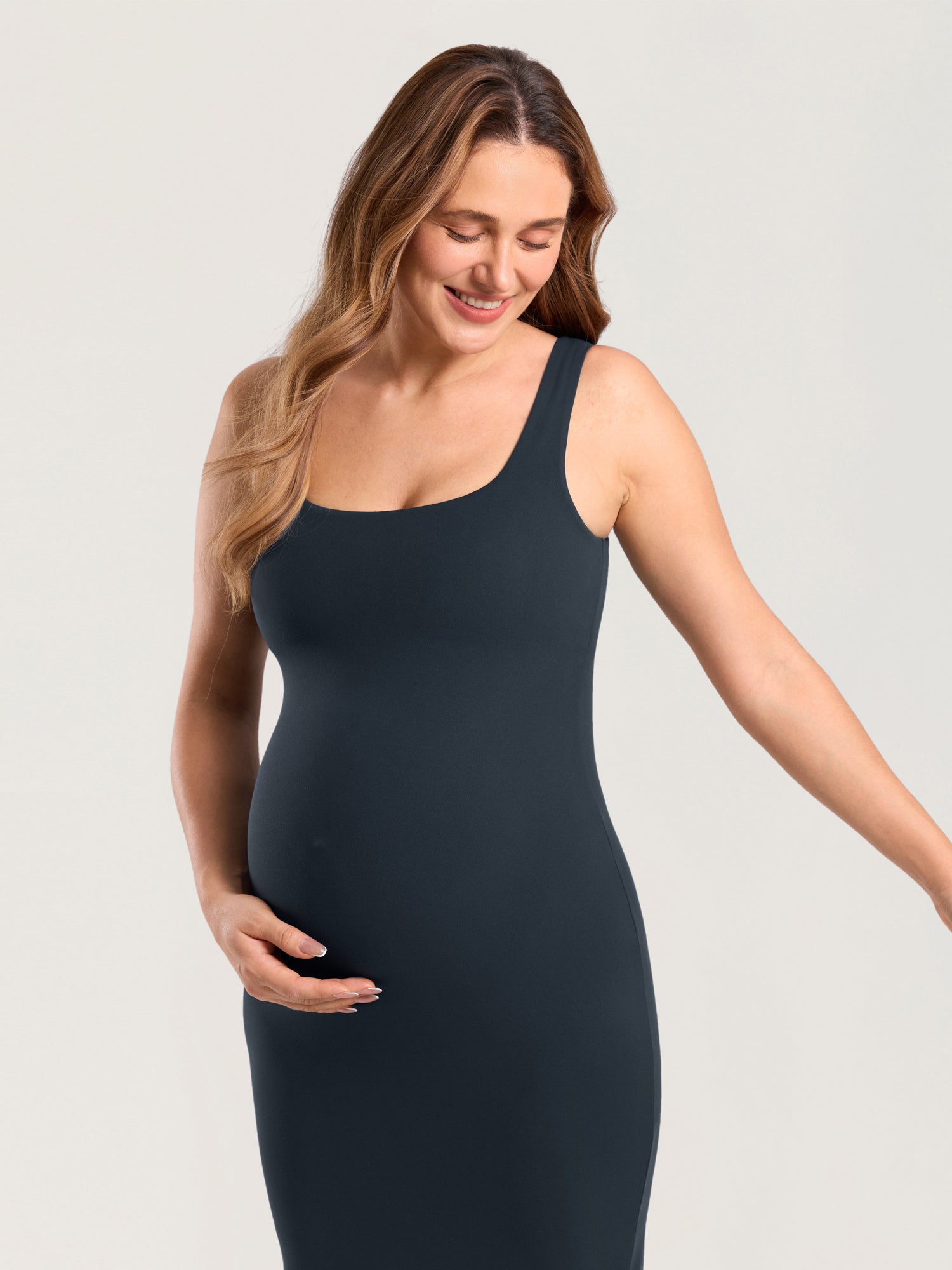 Natrelax® Bodycon Maternity Midi Dress - Back Slit True Navy