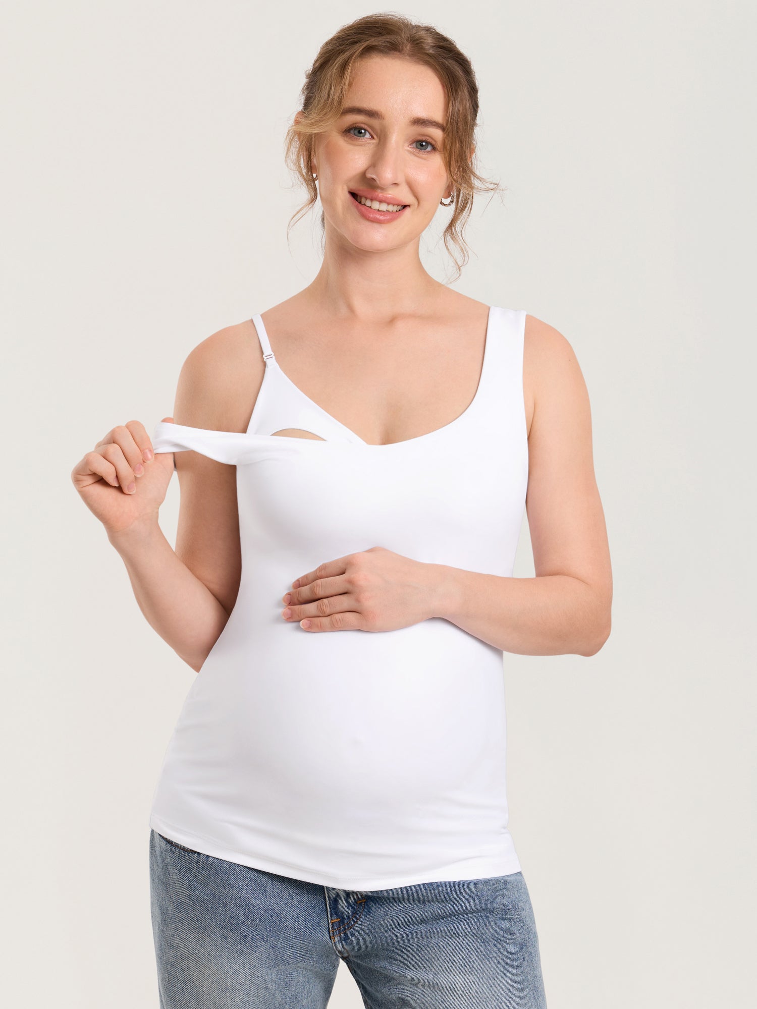 Natrelax® V Neck Nursing Tank Top White
