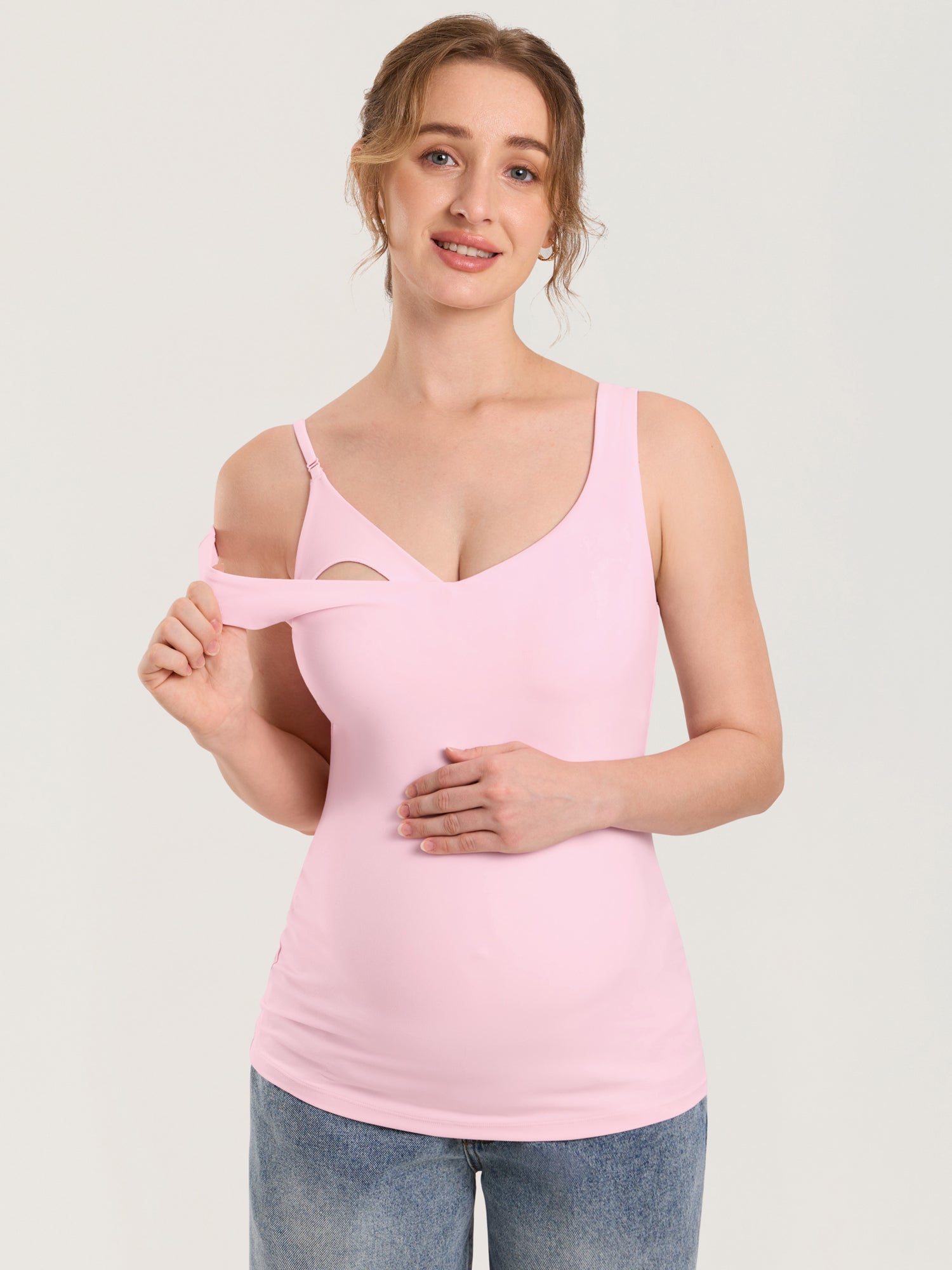 Natrelax® V Neck Nursing Tank Top Sweet Pink