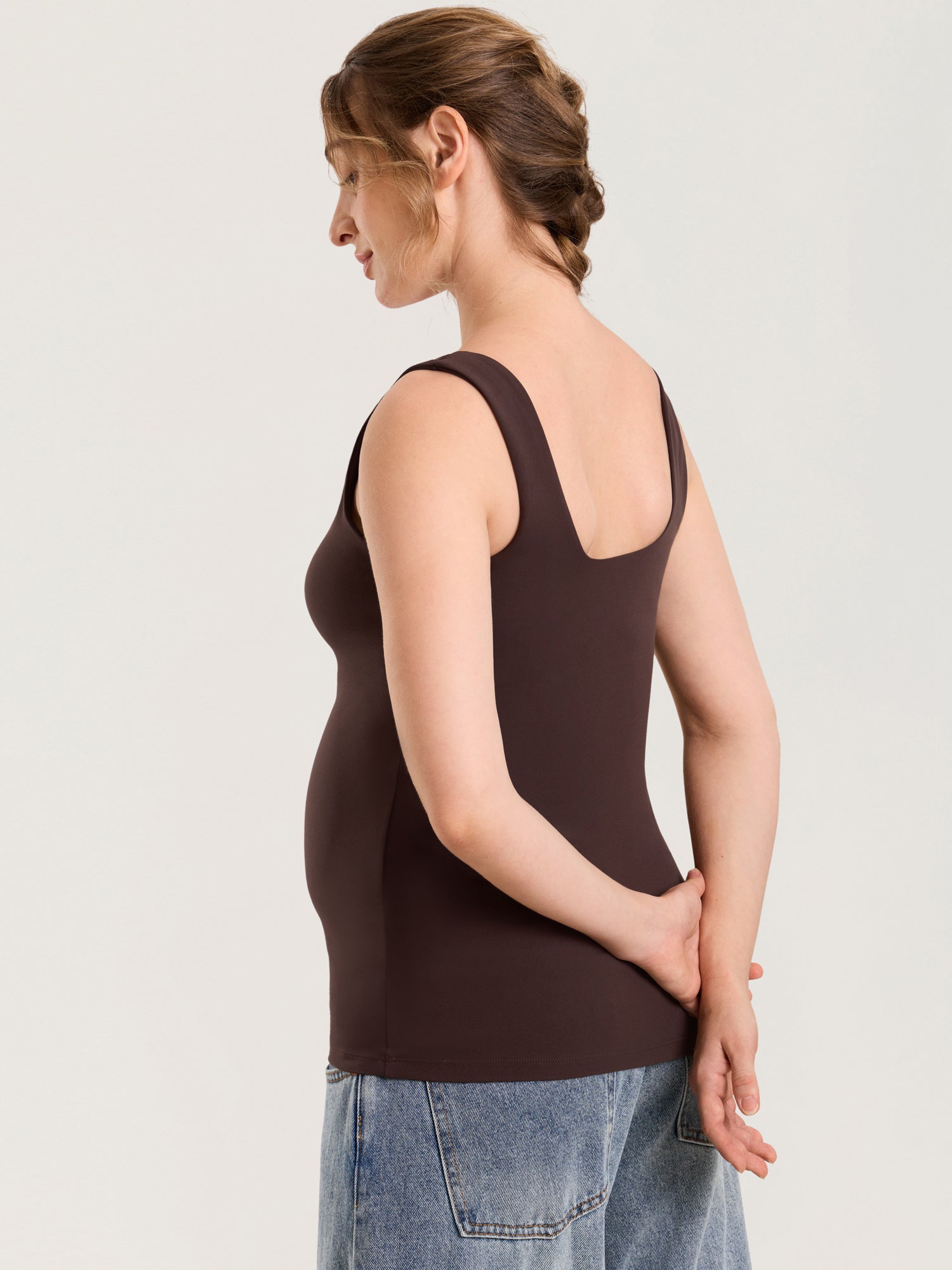 Natrelax® V Neck Nursing Tank Top Hot Fudge Brown
