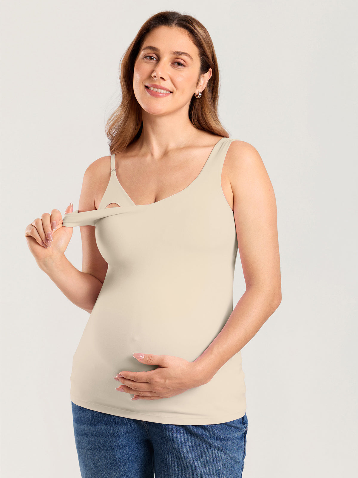 Natrelax® V Neck Nursing Tank Top Mojave Tan