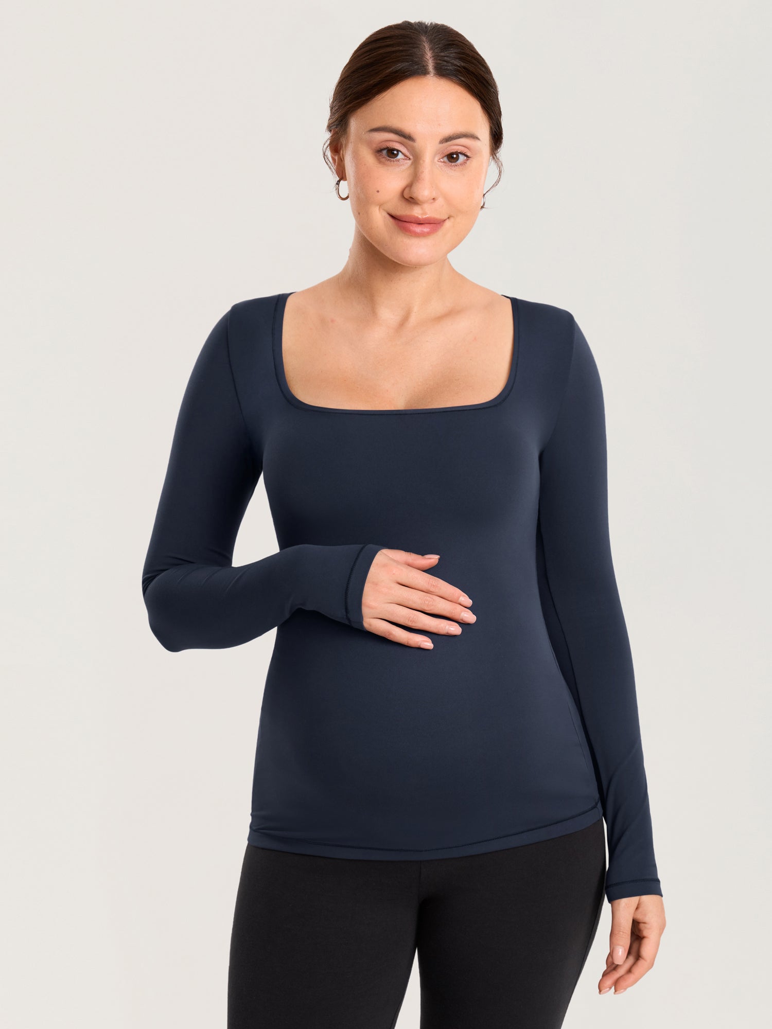 AirSoft Square Neck Maternity Top - Long Sleeves Twilight Blue