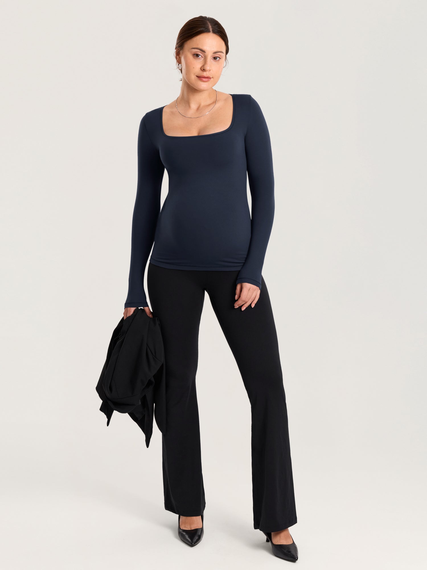 AirSoft Square Neck Maternity Top - Long Sleeves Twilight Blue