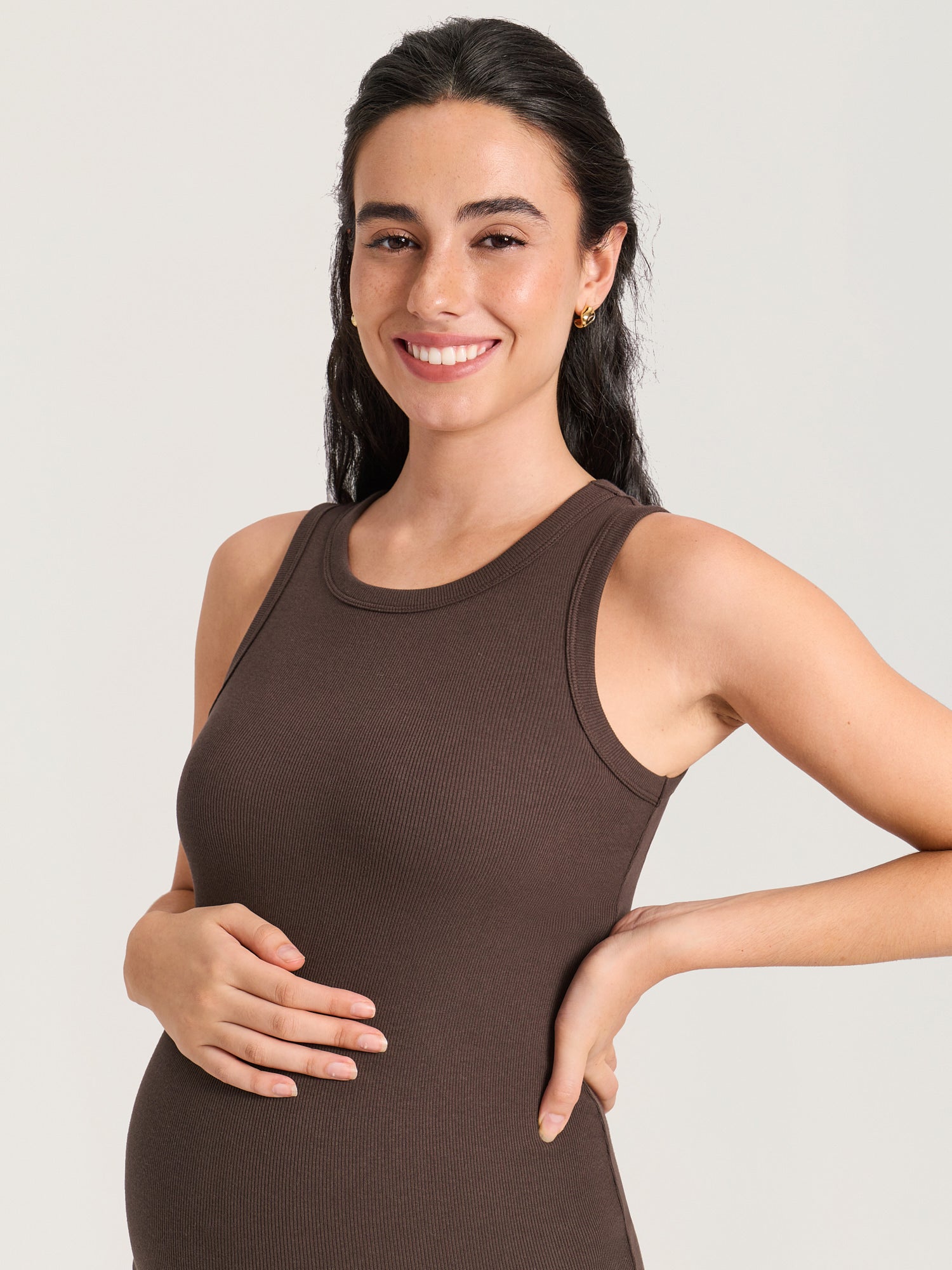 Cotton Rib Crew Neck Maternity Tank Top