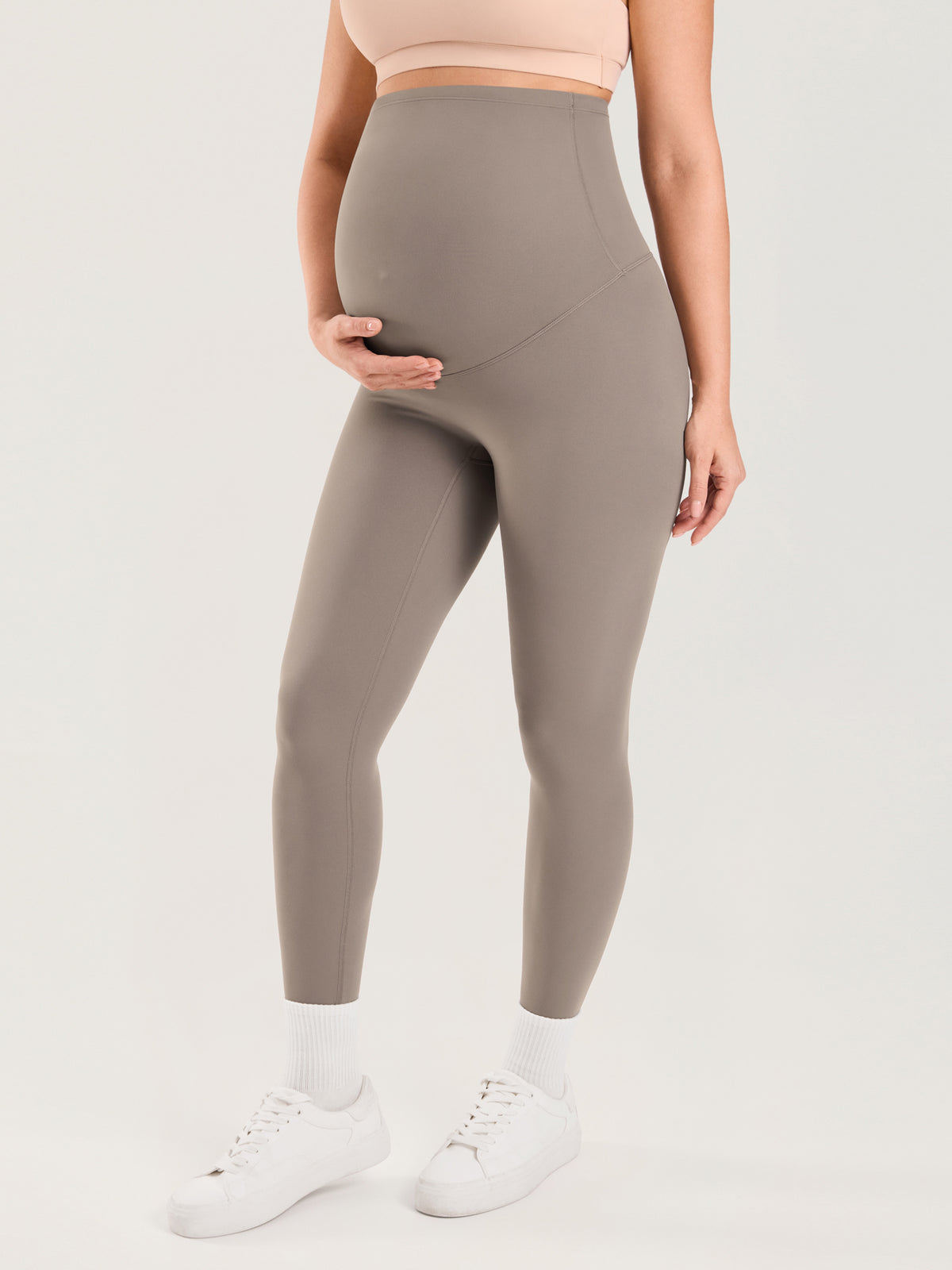 Natrelax® No Front Seam Maternity Leggings 25" Khaki Taupe
