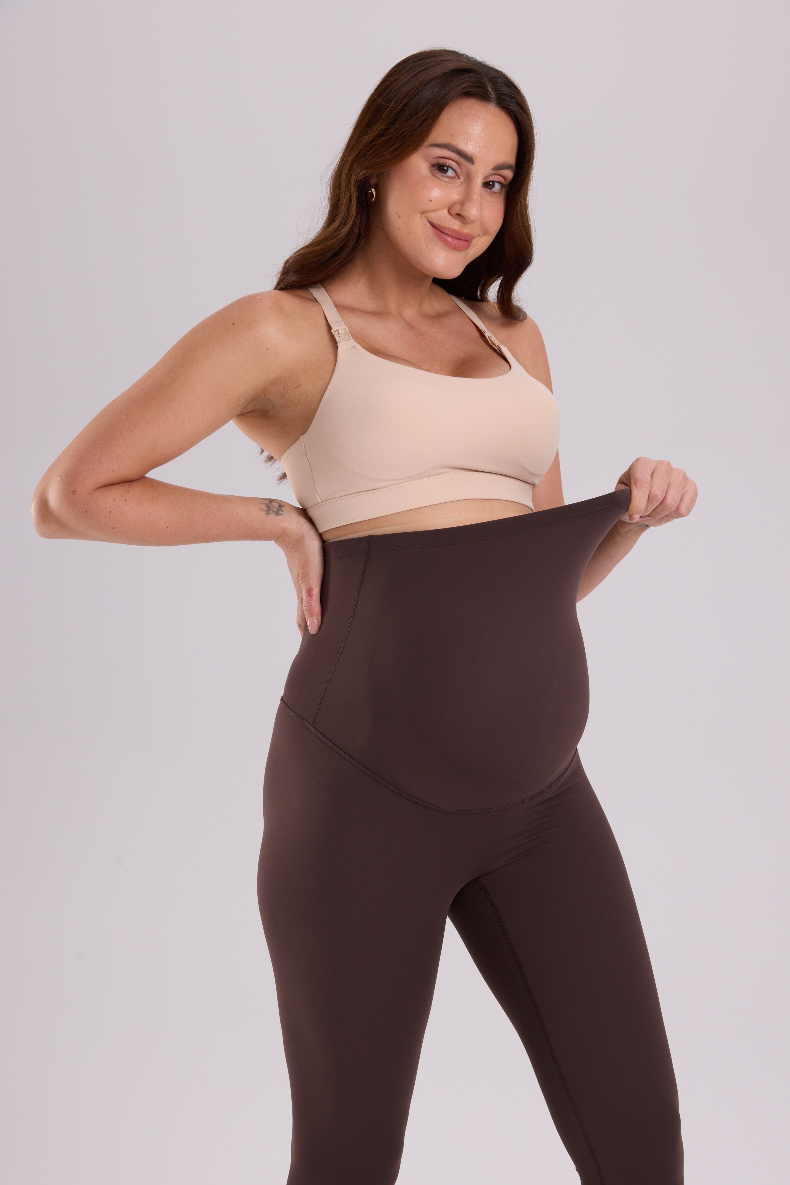 Natrelax® No Front Seam Maternity Leggings 25" Clay Brown
