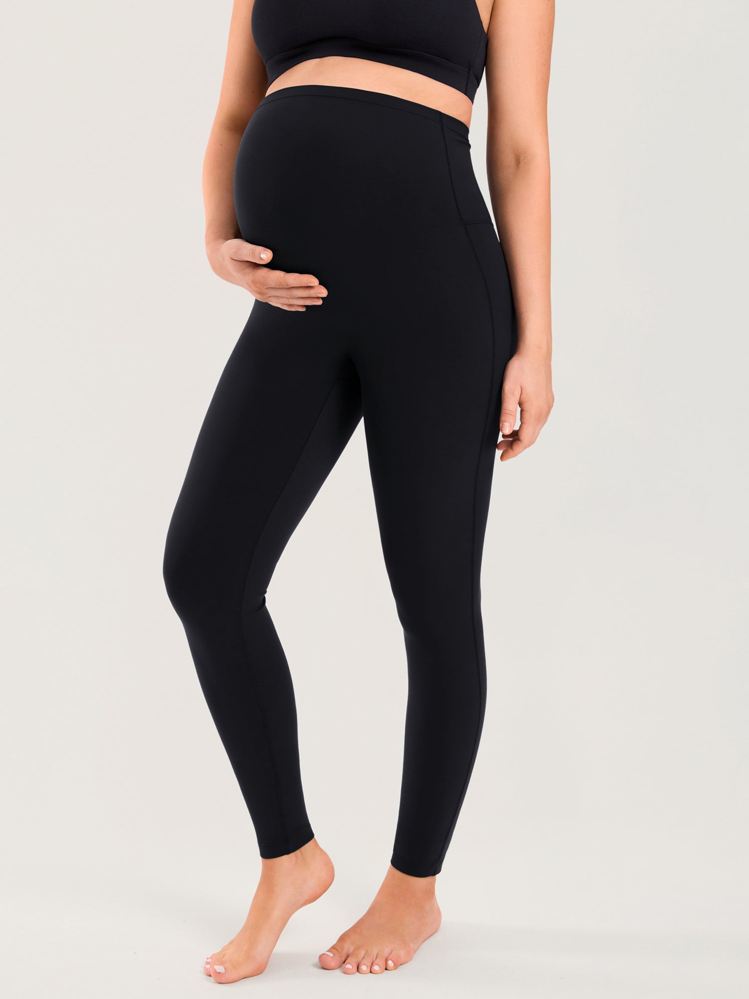 Natrelax® Seamless-Front Maternity Leggings 25" Black