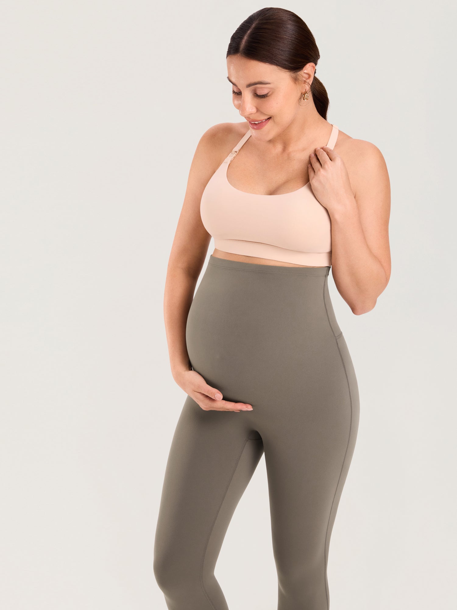 Natrelax® Seamless-Front Maternity Leggings 25" Nomad Grey