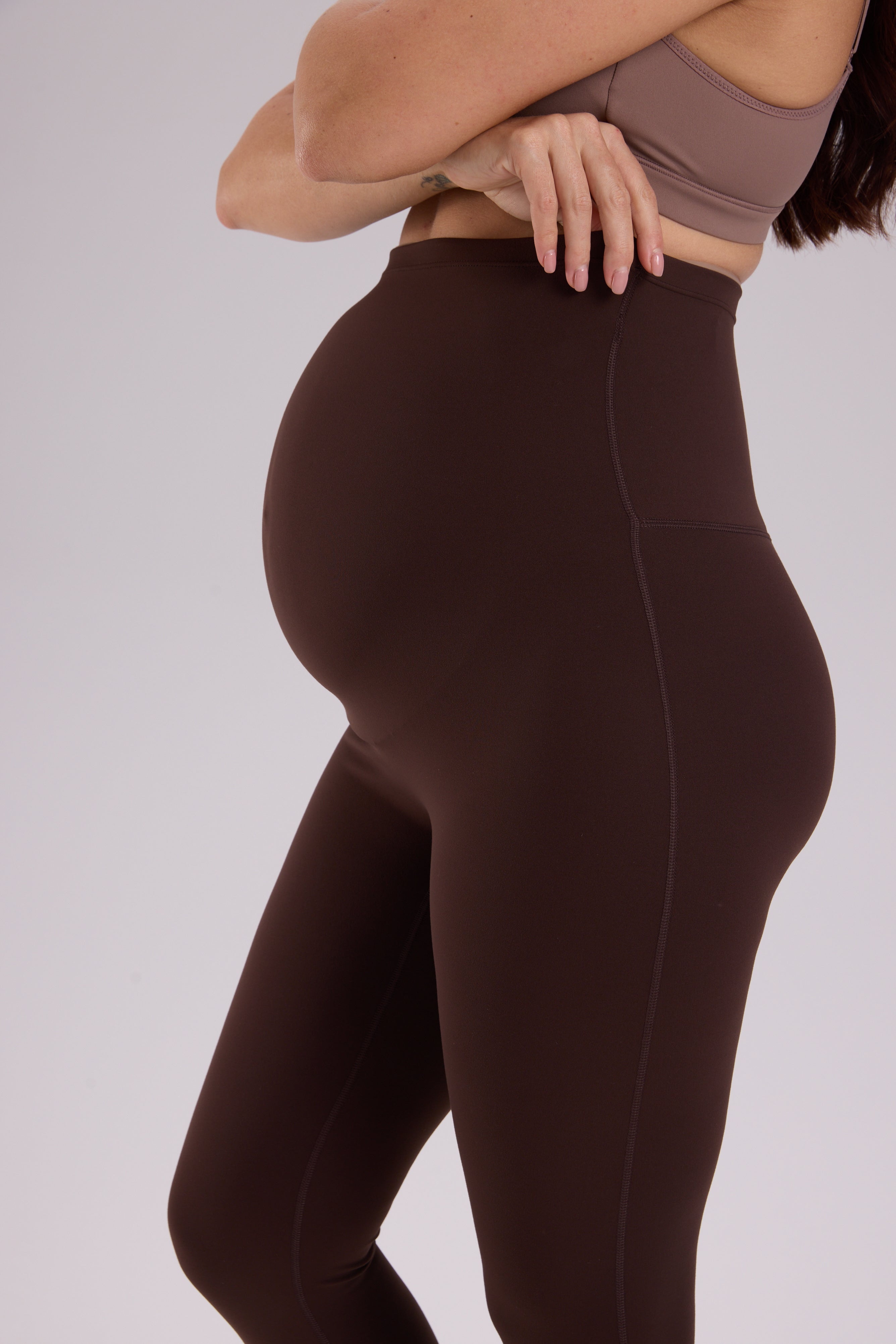 Natrelax® Seamless-Front Maternity Leggings 25" Hot Fudge Brown