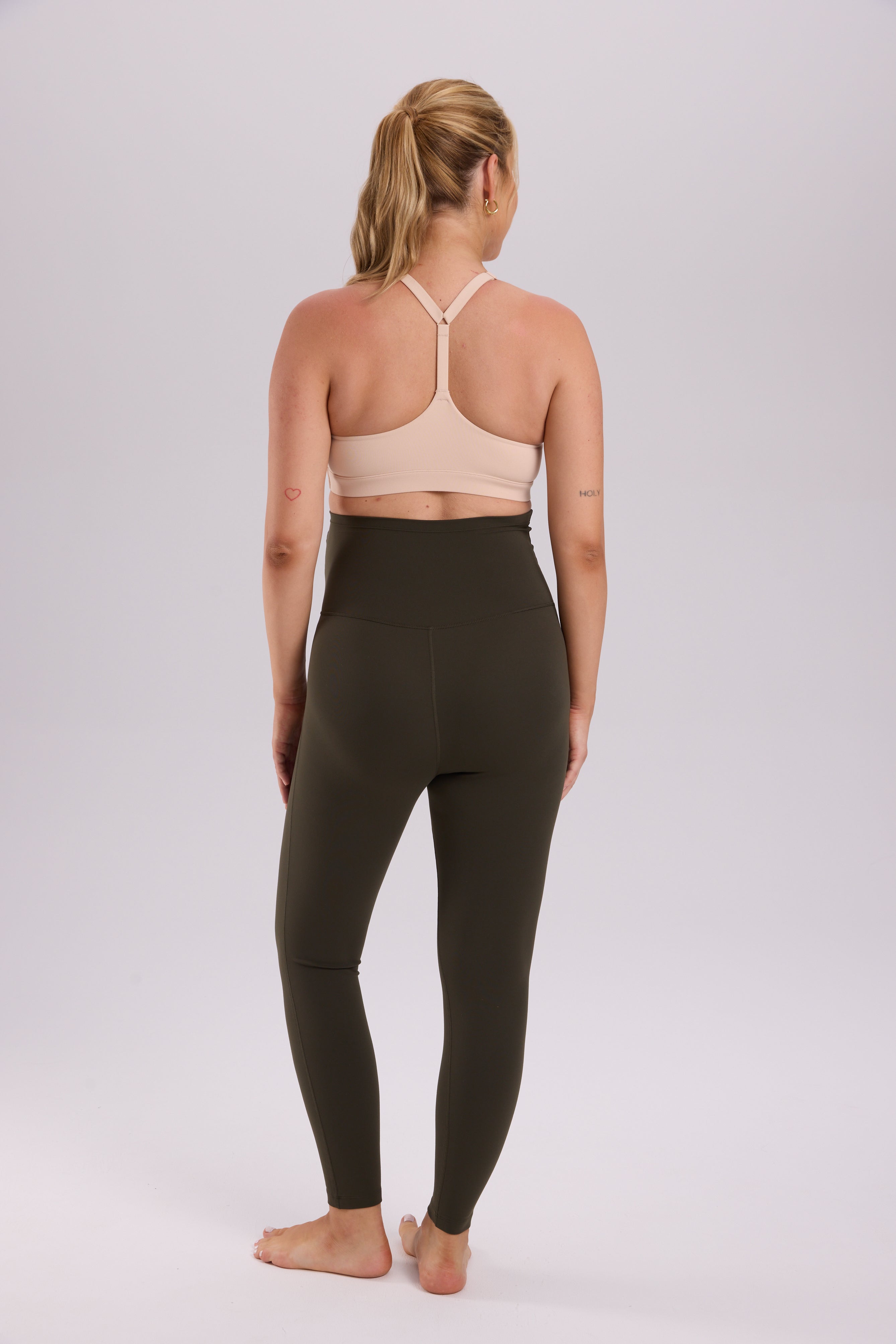 Natrelax® Seamless-Front Maternity Leggings 25" Olive Green